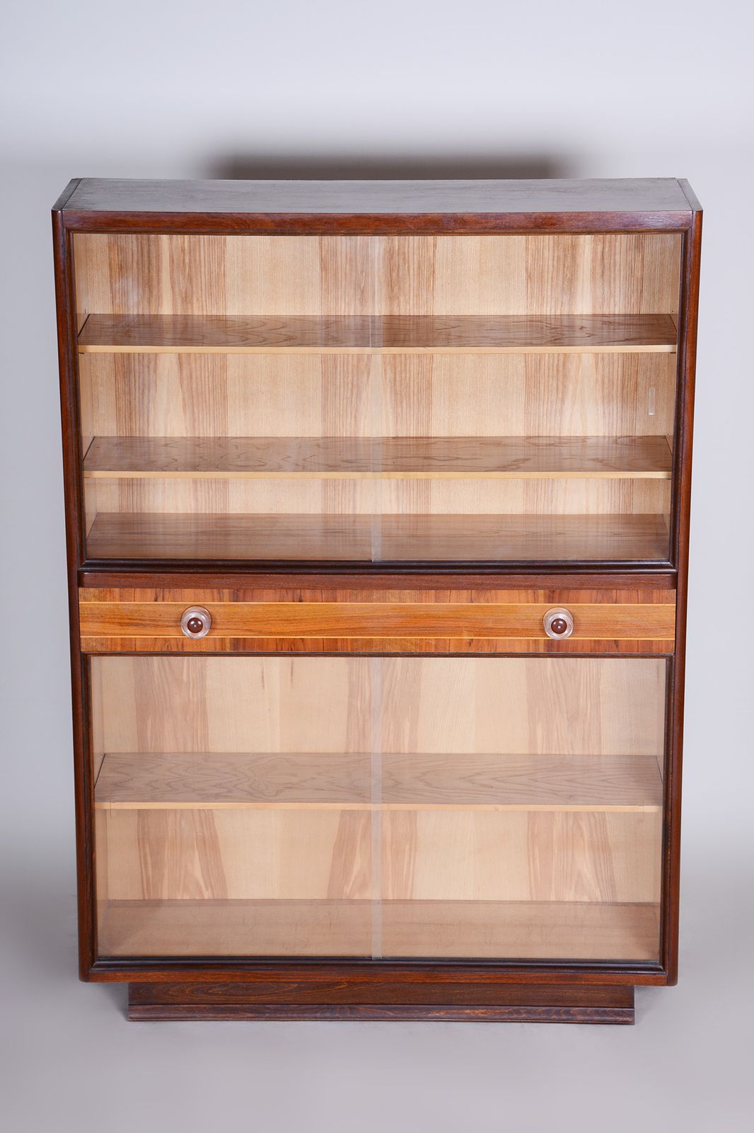 Original Art Deco Bookcase, Ash, Mahogany, Revived Polish, Czech. 1940s photo Furniture