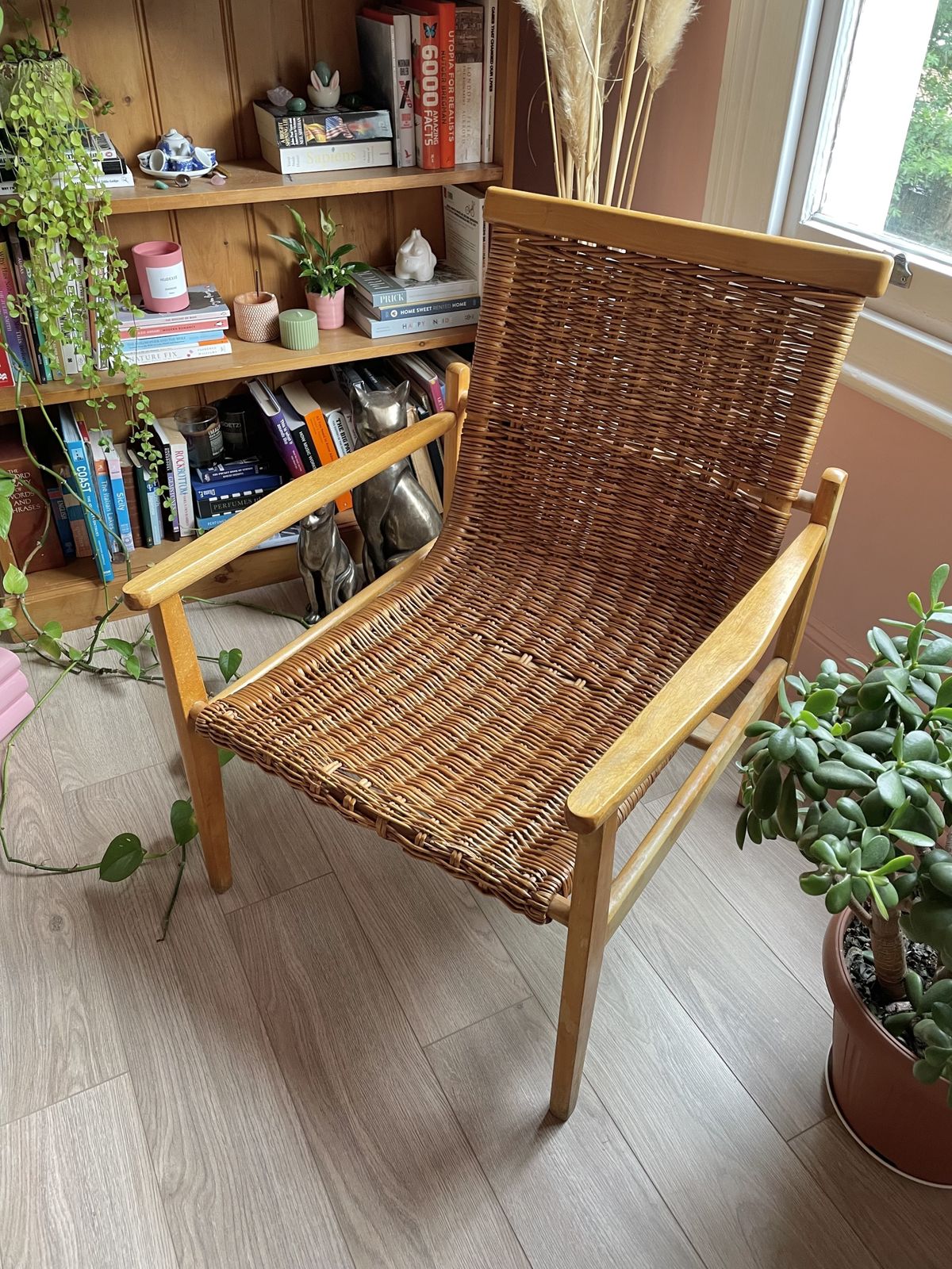 1960’s Wicker And Beech Wood Armchair By Jan Kalous For Uluv, Czechoslovakia photo buy