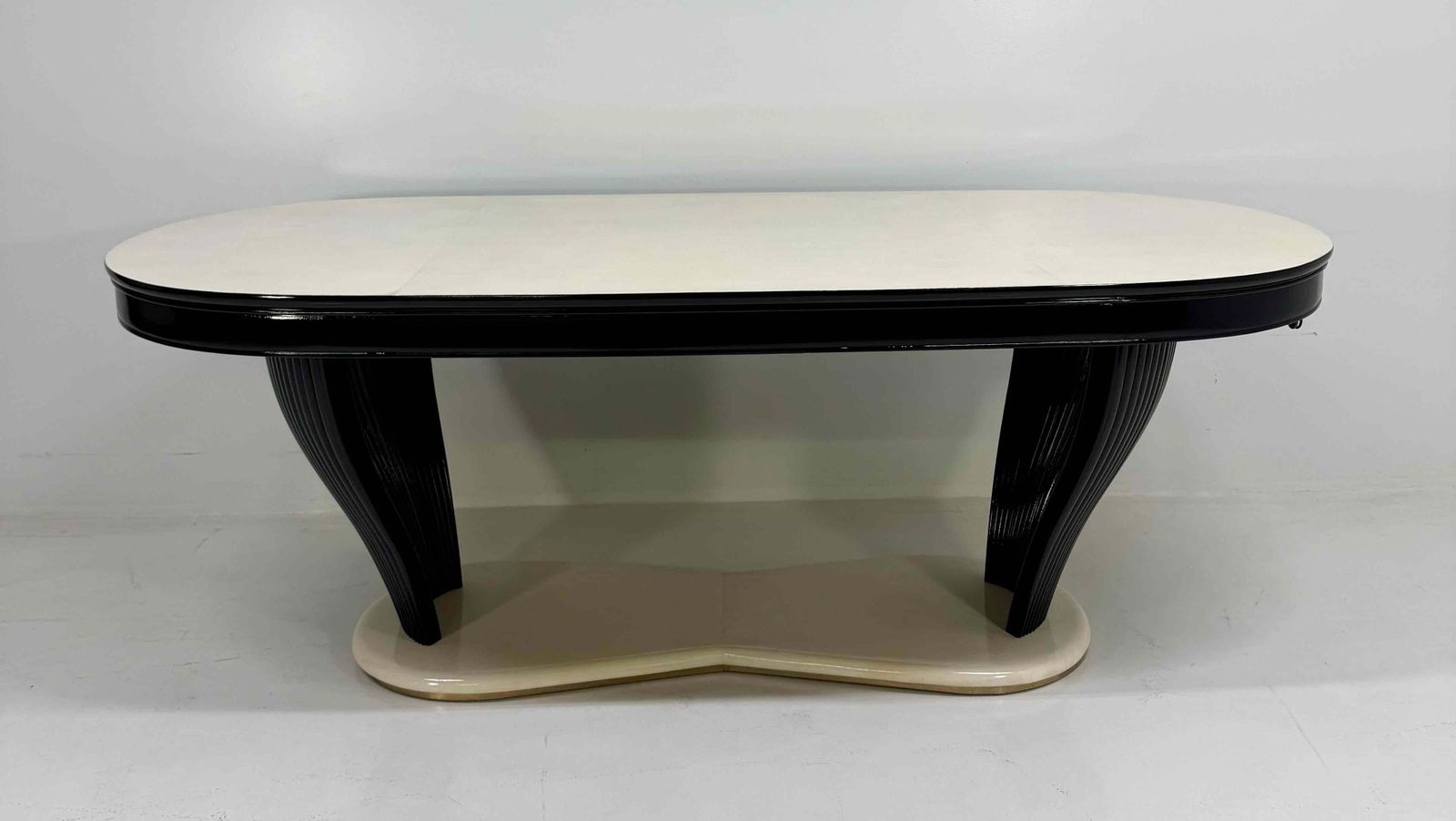Extendable Italian Art Deco Dining Table Att. Vittorio Dassi In Parchment, 1940s photo Furniture