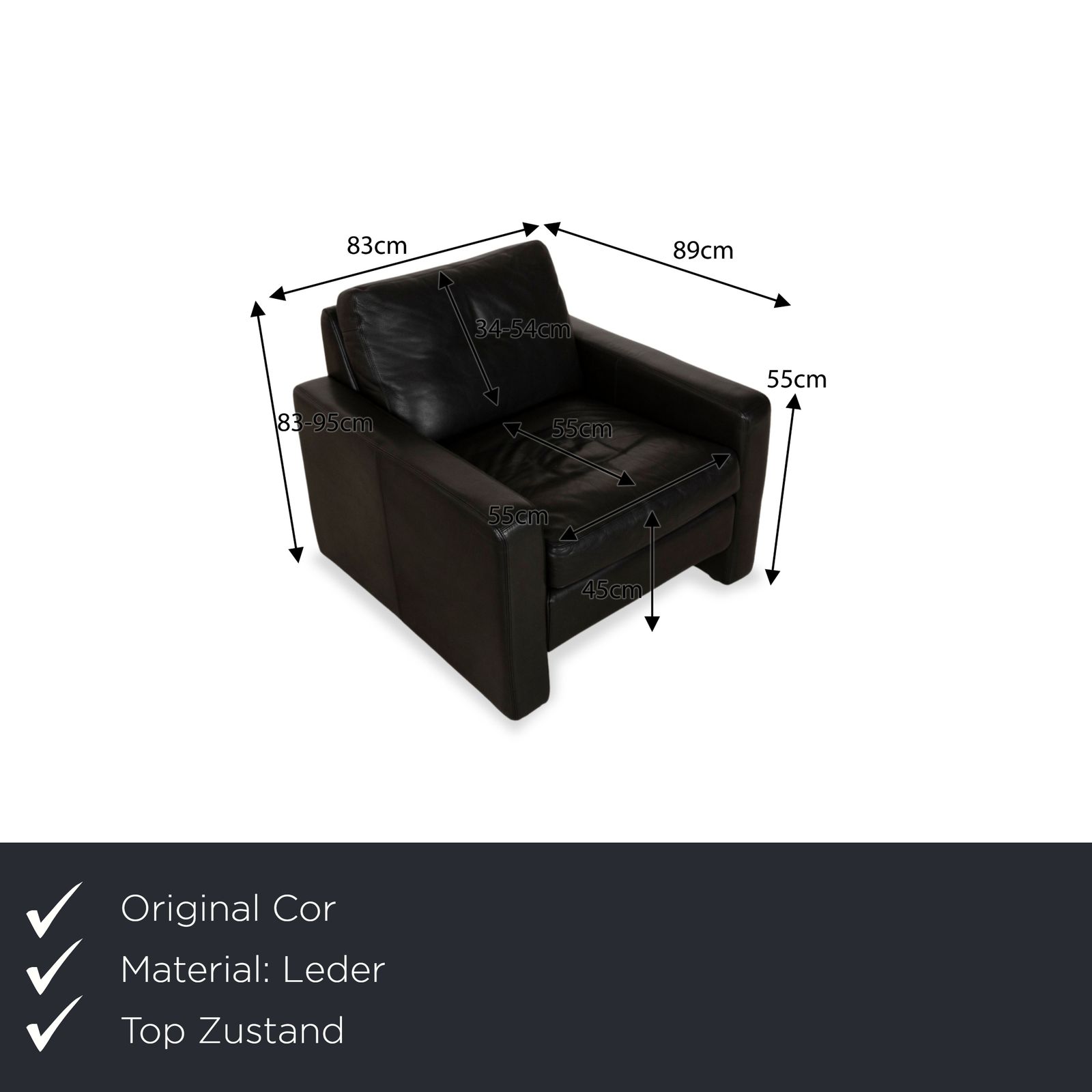 Cor Conseta Leather Armchair Black Manual Function photo furniture