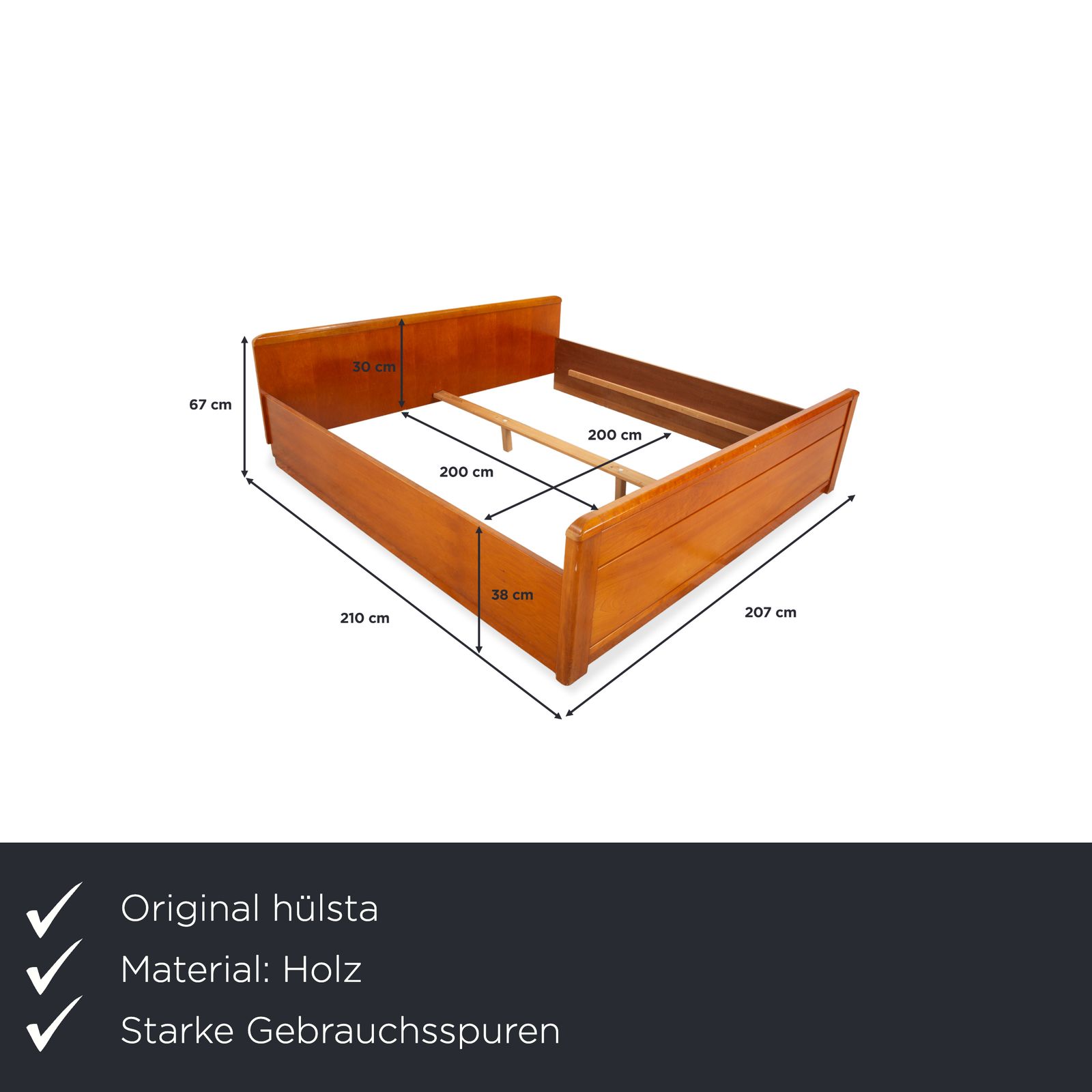 Hülsta Houten Bed, Bruin, 200x200 photo furniture