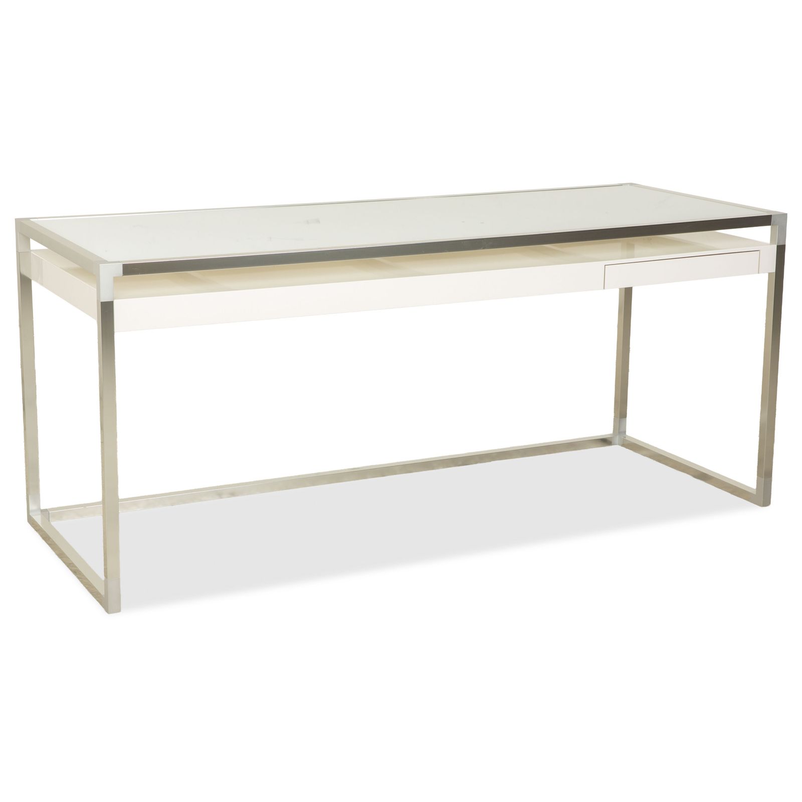 Bureau Ligne Roset Contour en verre blanc, home office