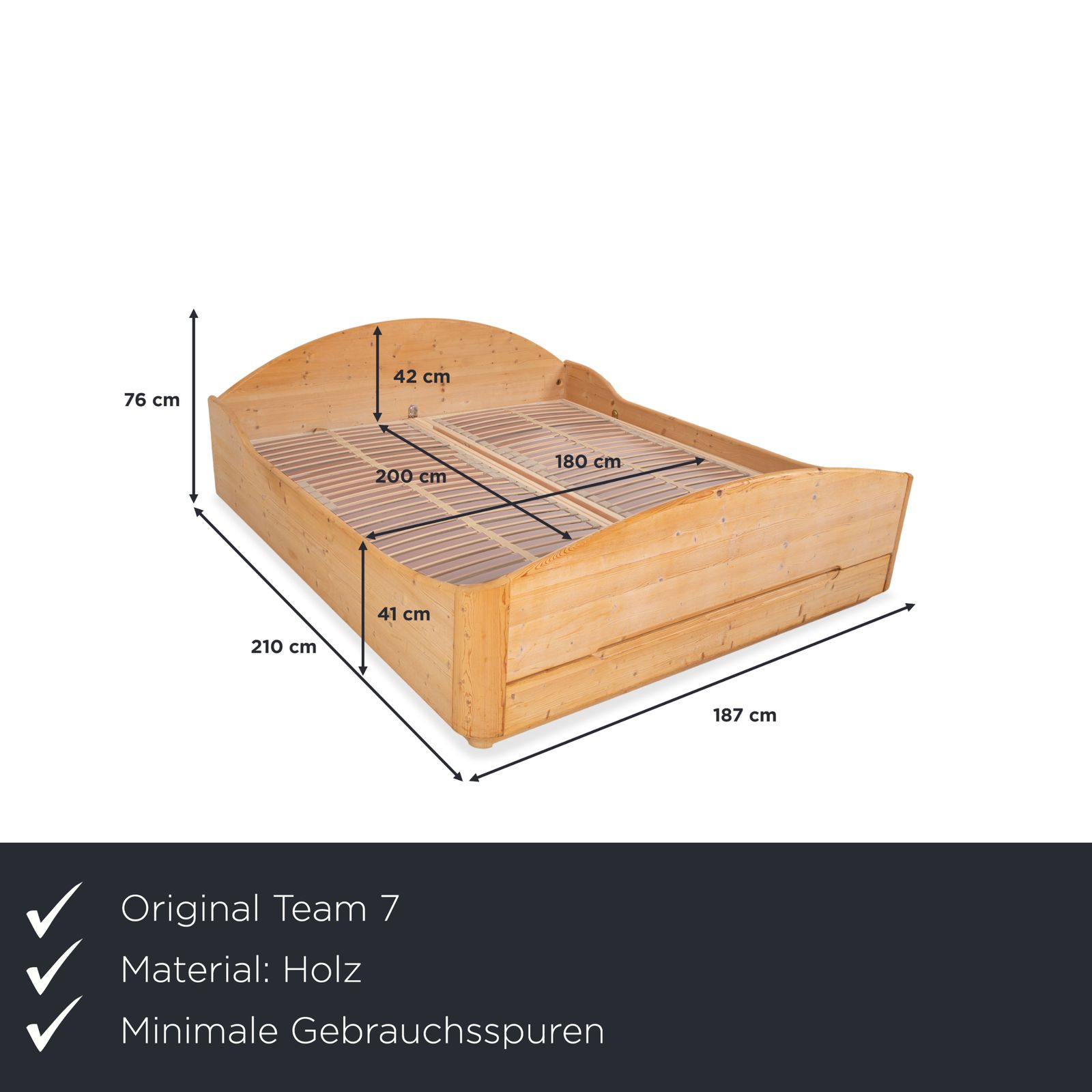 Lit Team7 en bois brun 180x200, fonction manuelle photo furniture