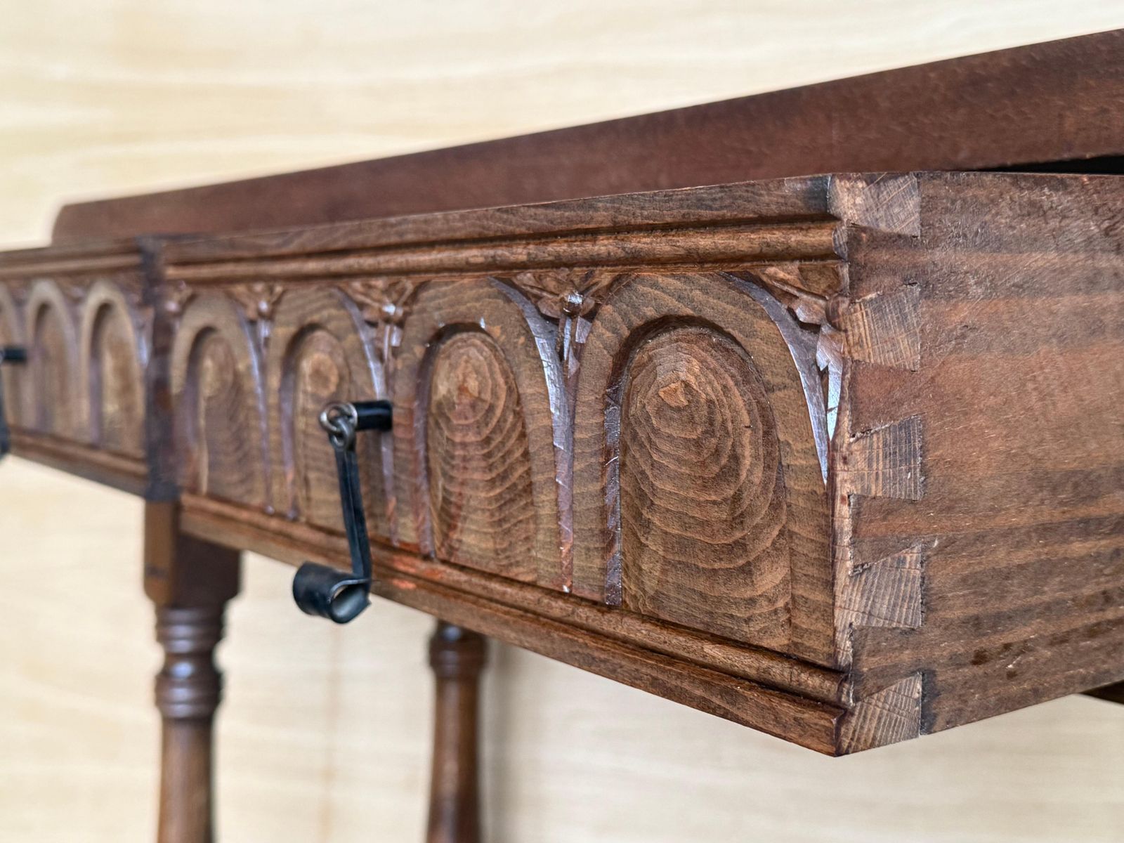Furniture Early 20th Century Spanish Carved Console Table With Fluted Legs photo