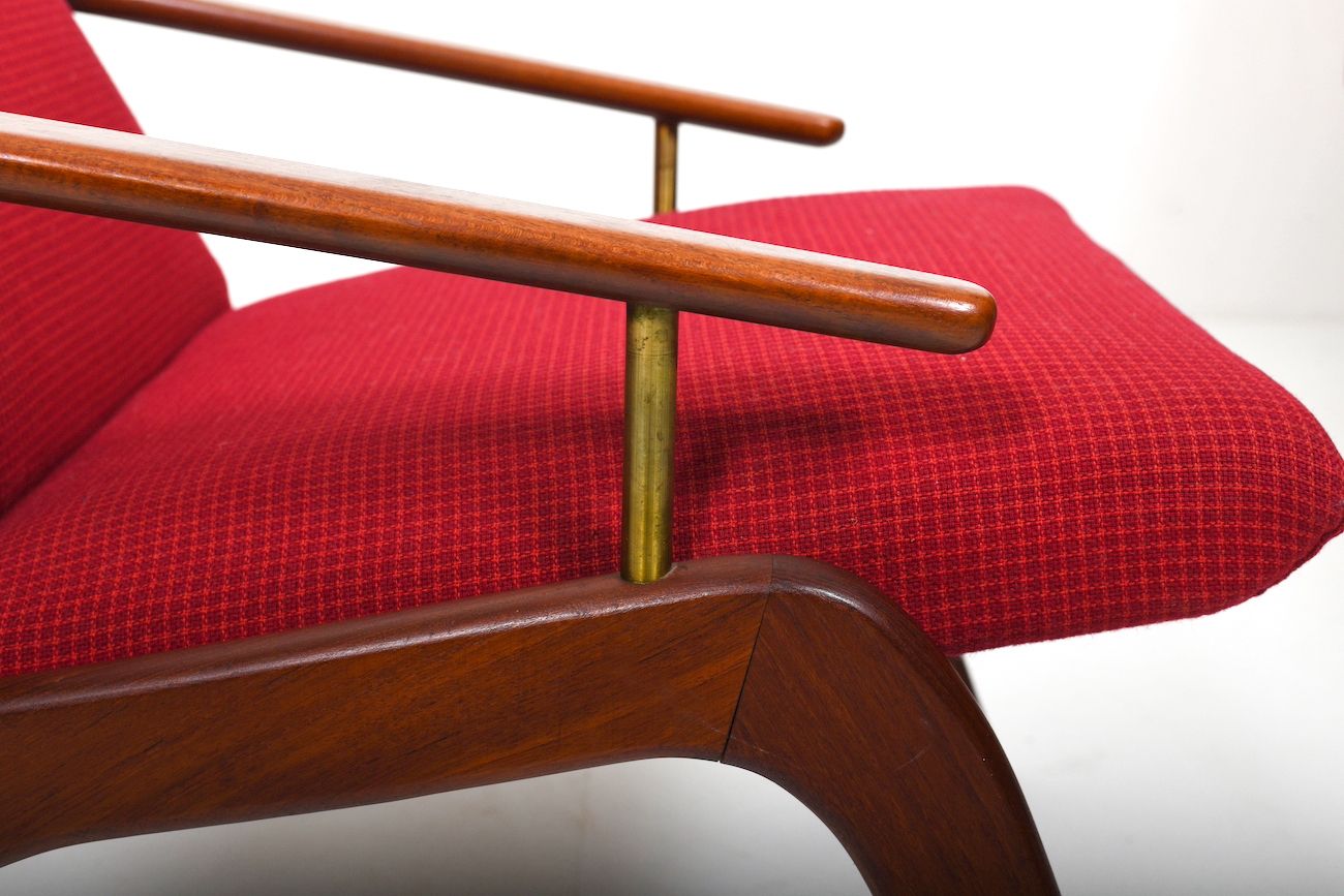 Mid Century Danish Teak And Brass Easychair 1960s photo buy