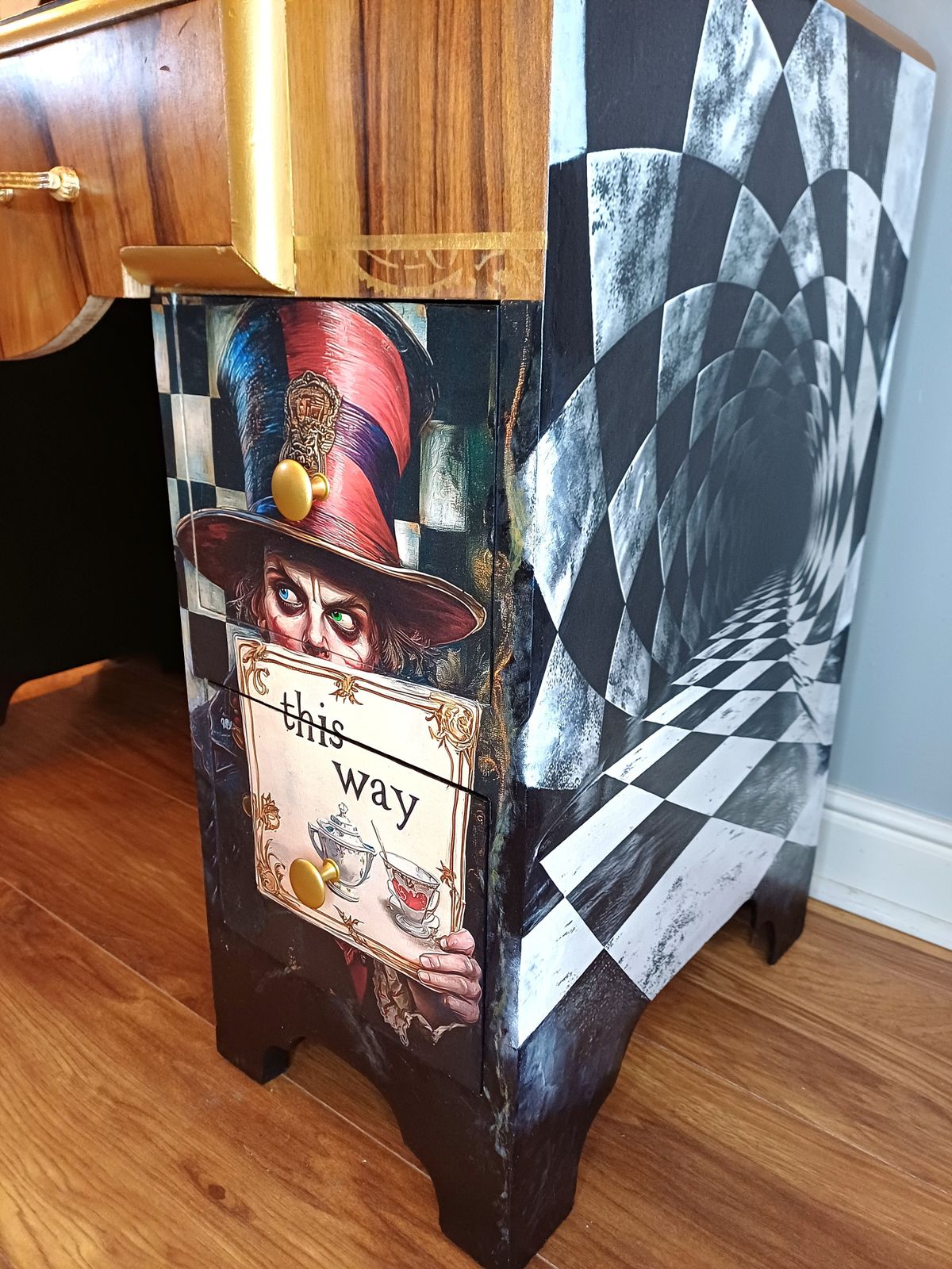 Upcycled Decoupaged Wonderland Dressing Table With photo vintage