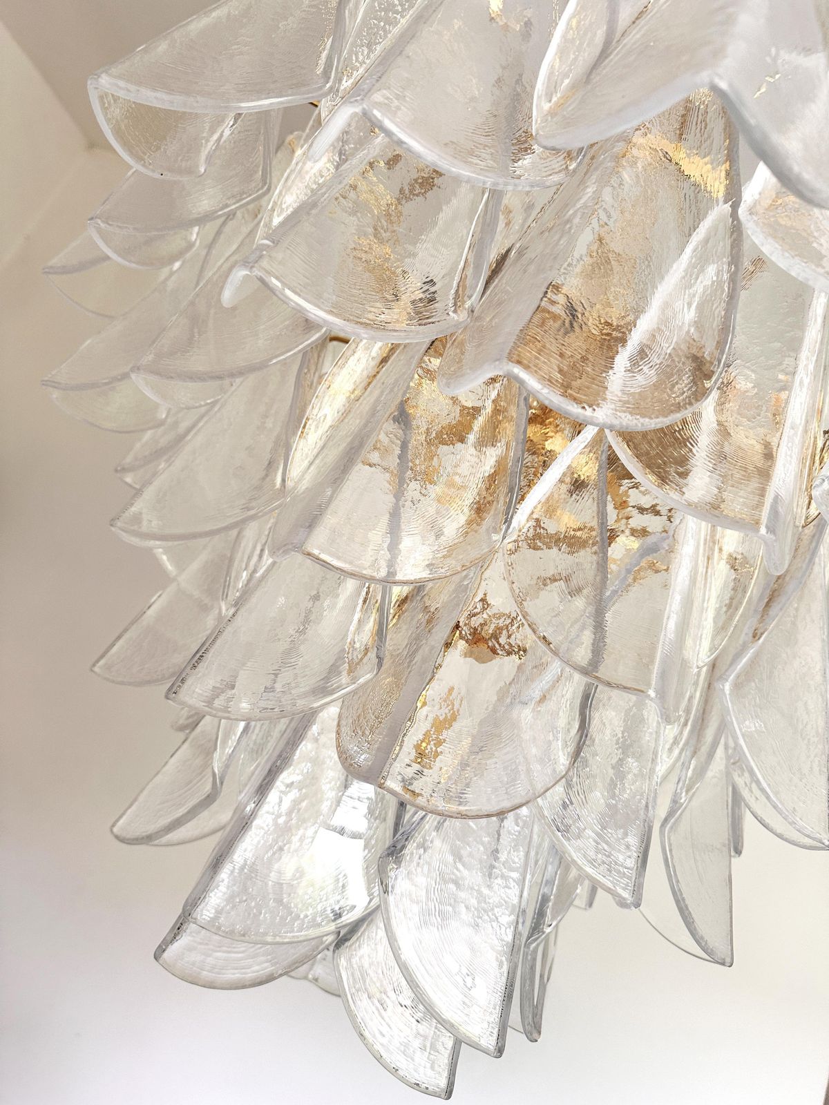photo furniture Venetian Transparent “Rondini” Murano Glass Gold Chandelier