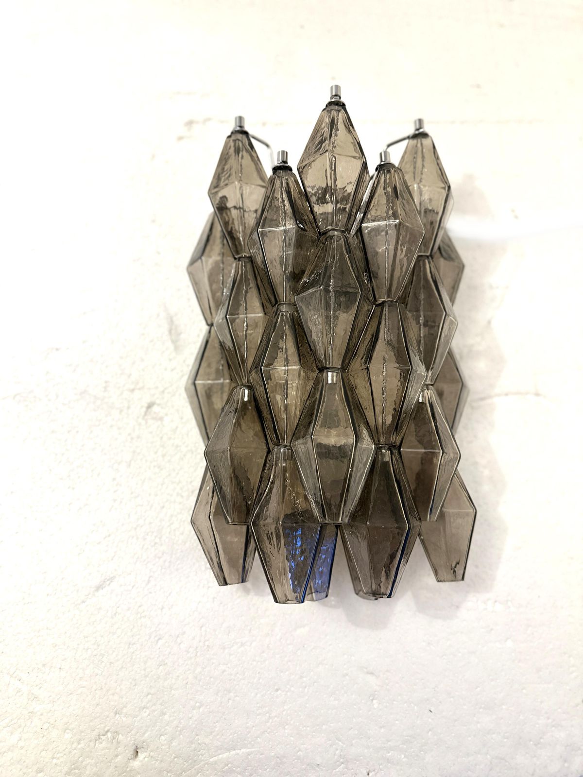 Set Of Two “Poliedri” Murano Glass Wall Sconce In Venini Style photo vinterior