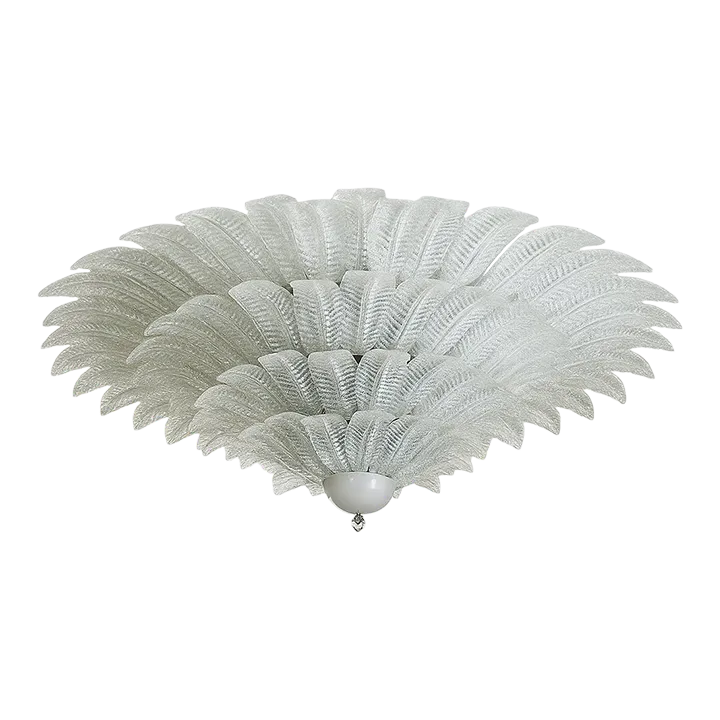 Monumental Venetian Leaves Flush Mount In Murano Style Glass By Simoeng