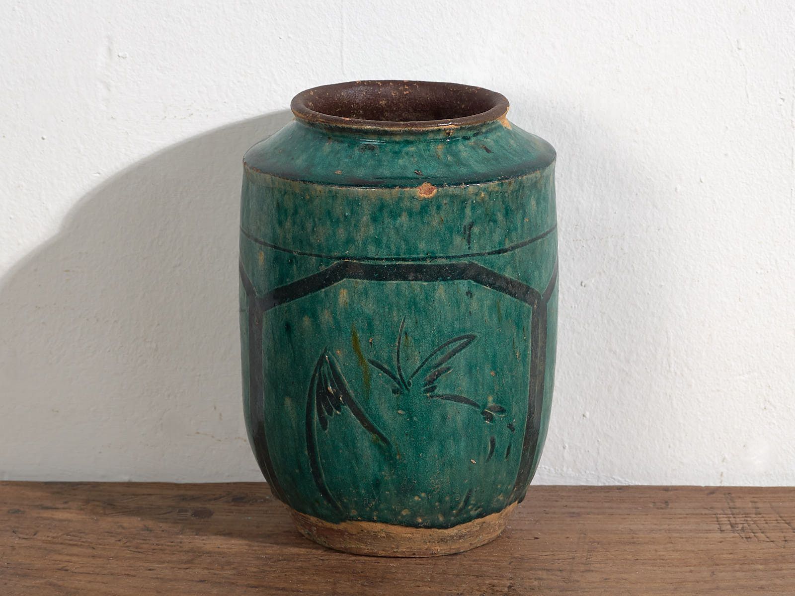Antique Enameled Vase With Vegetal Motifs (C.1820) #15 photo 285.0