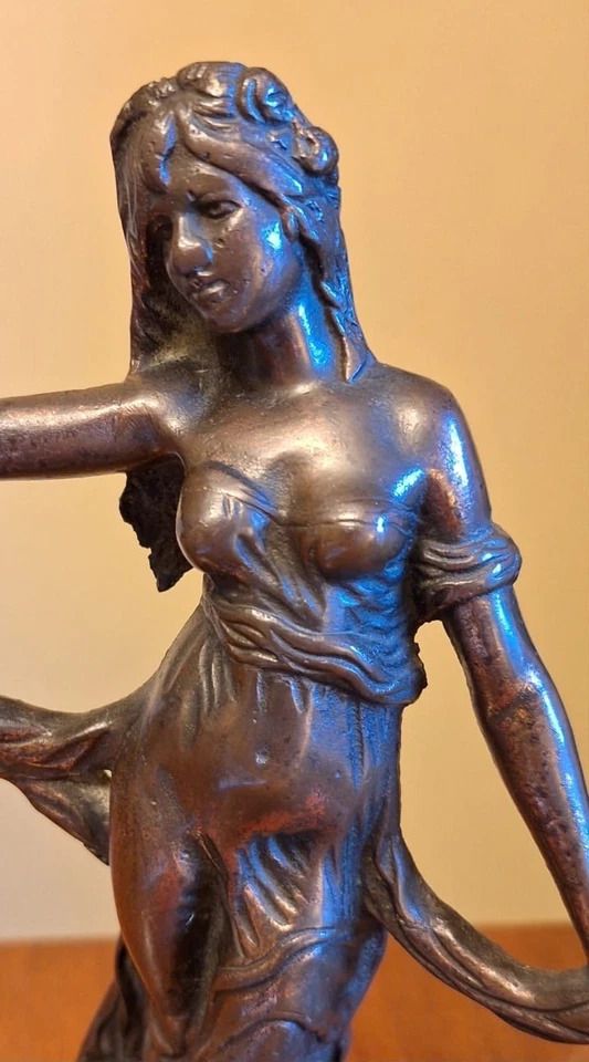 Antique Large Pair Large French Bronze Virtue Figures C.1900 Modestie & Gaitie photo 395.0