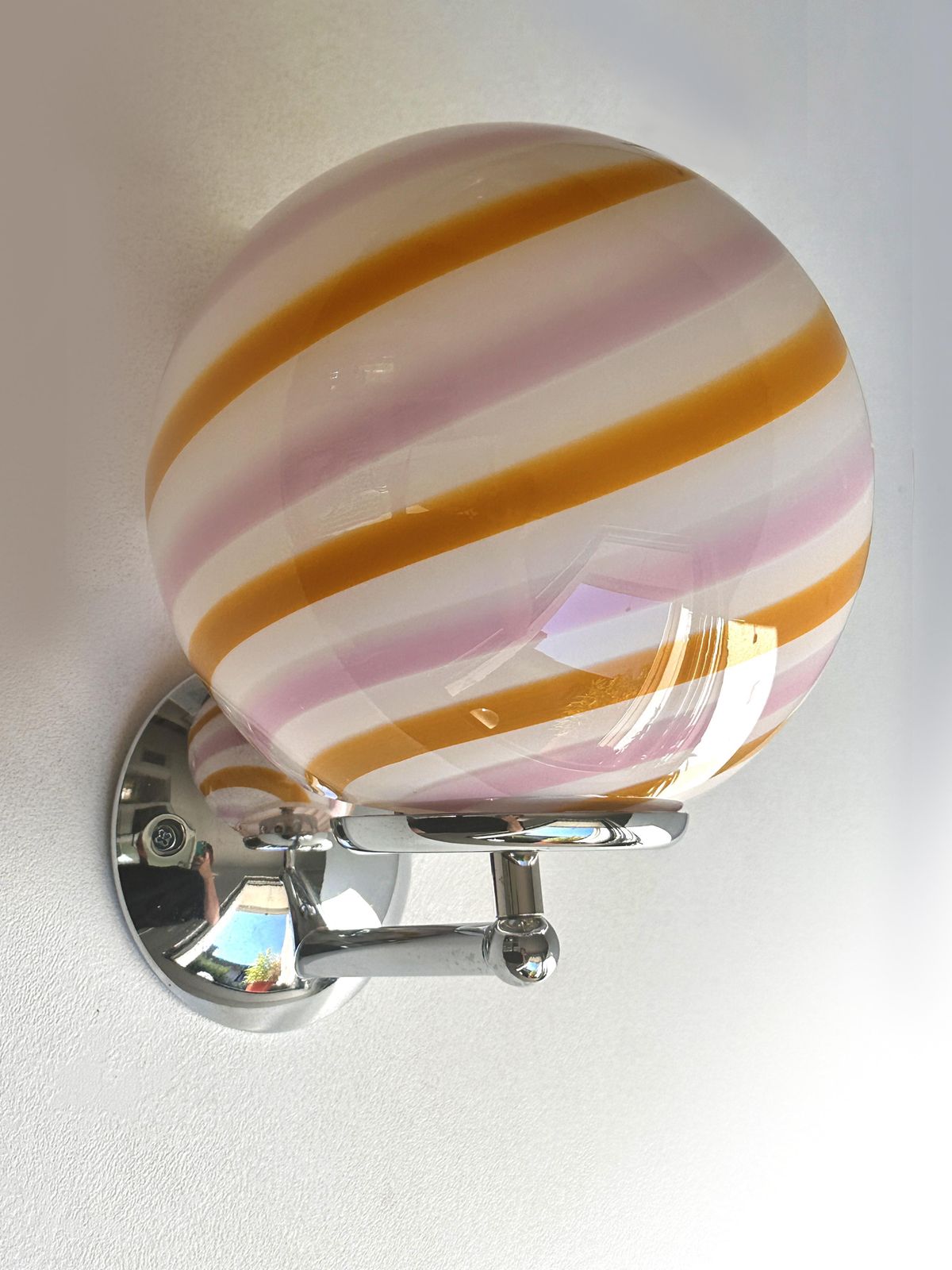 Set Of Two Contemporary Amber And Pink "Rods" Murano Glass Wall Sconces photo Lighting