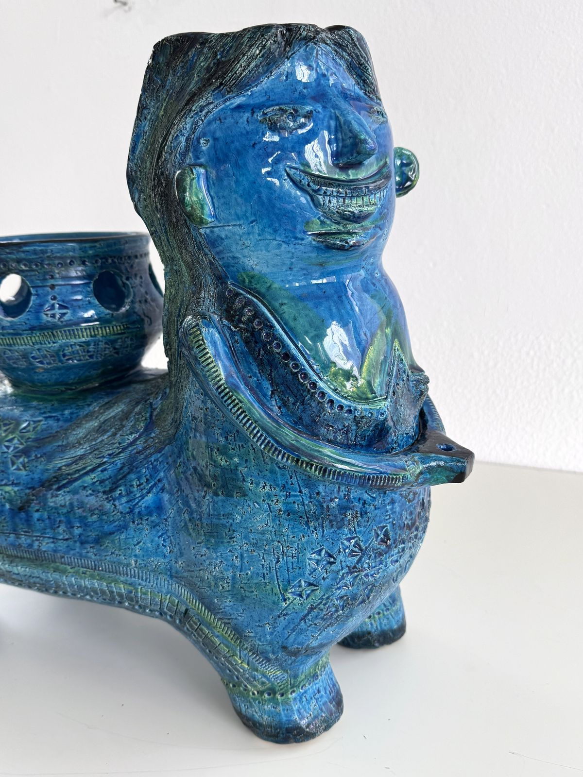 1999.0 Aldo Londi For Bitossi Rimini Blu Ceramic Plant Centaur Sculpture, Italy, 1960s photo