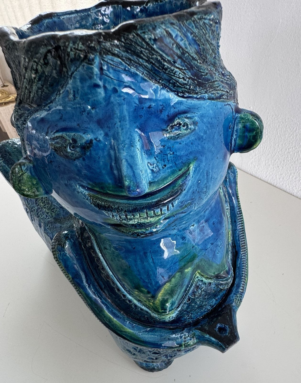 photo vintage Aldo Londi For Bitossi Rimini Blu Ceramic Plant Centaur Sculpture, Italy, 1960s