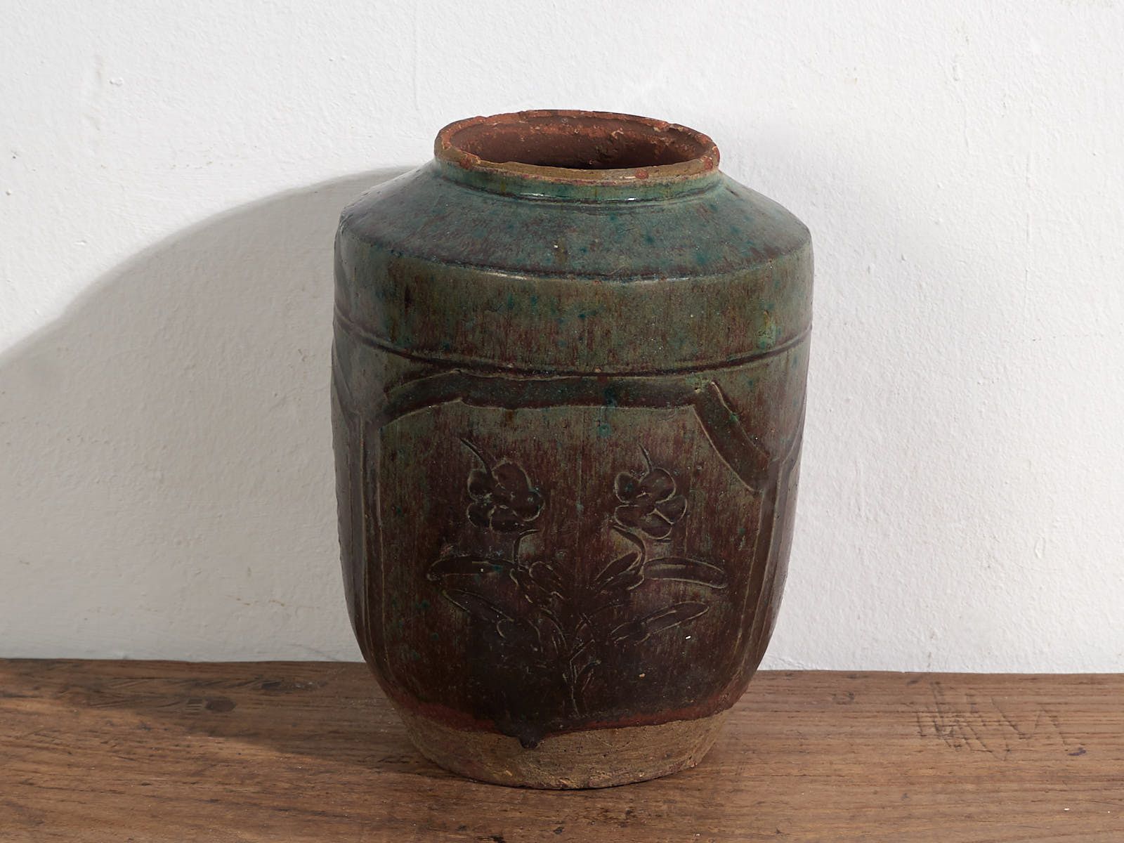 Antique Oriental Vase With Floral Relief (C.1820) #38 photo 285.0