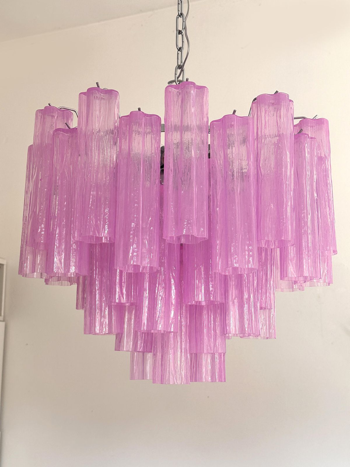 Spectacular Clear “Tronchi” Murano Glass Chandelier D60 photo vinterior