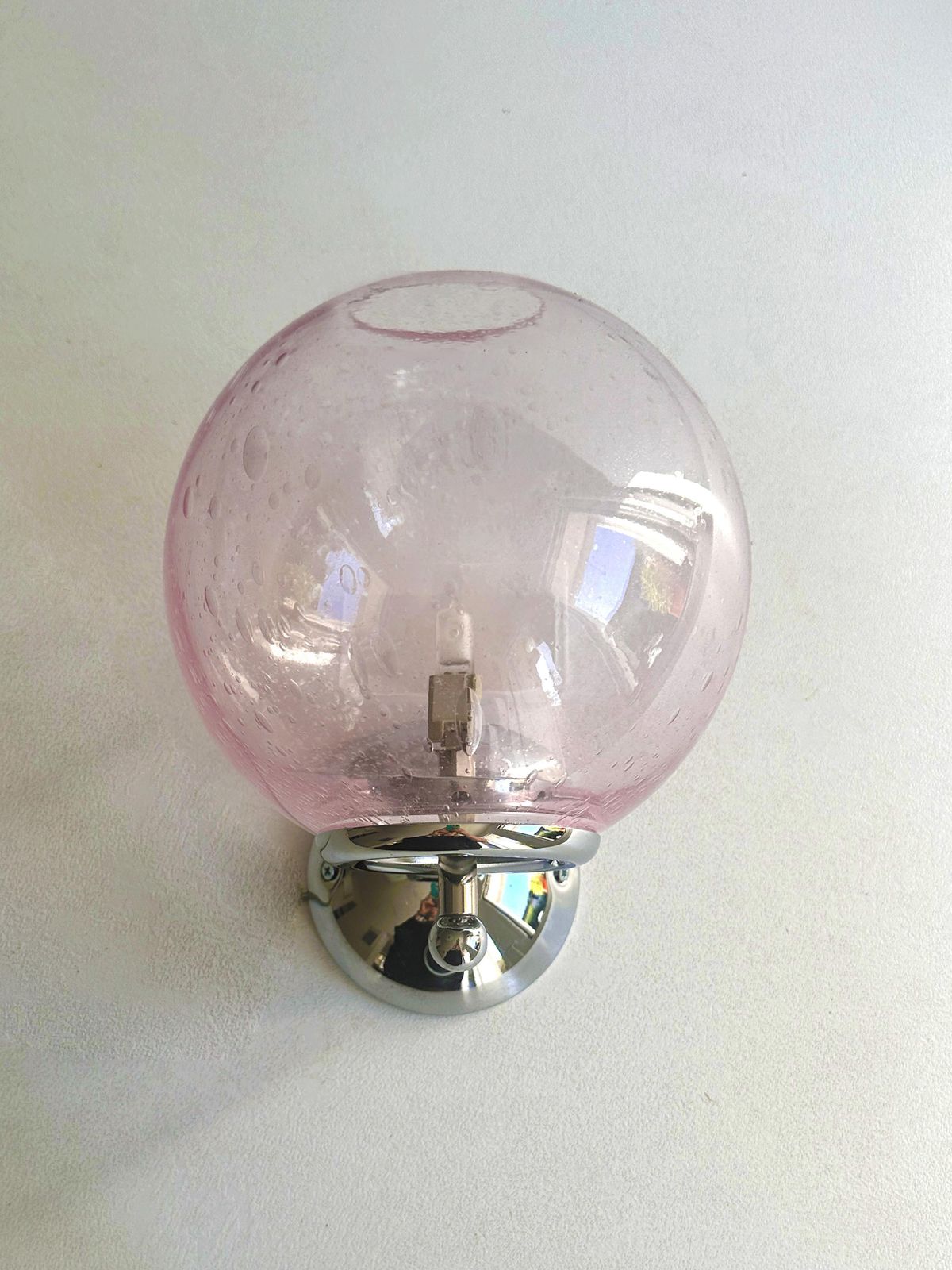 Set Of Two Contemporary Pink "Pulegoso" Murano Glass Wall Sconces photo buy