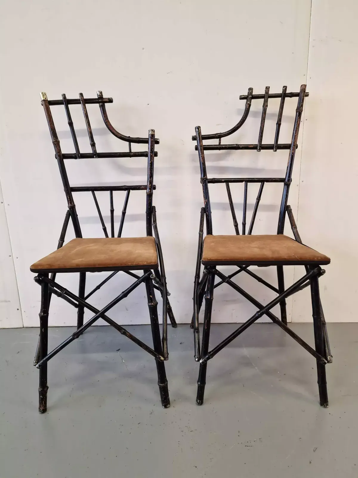 Pair Of Victorian Bamboo Travel Chairs photo for sale