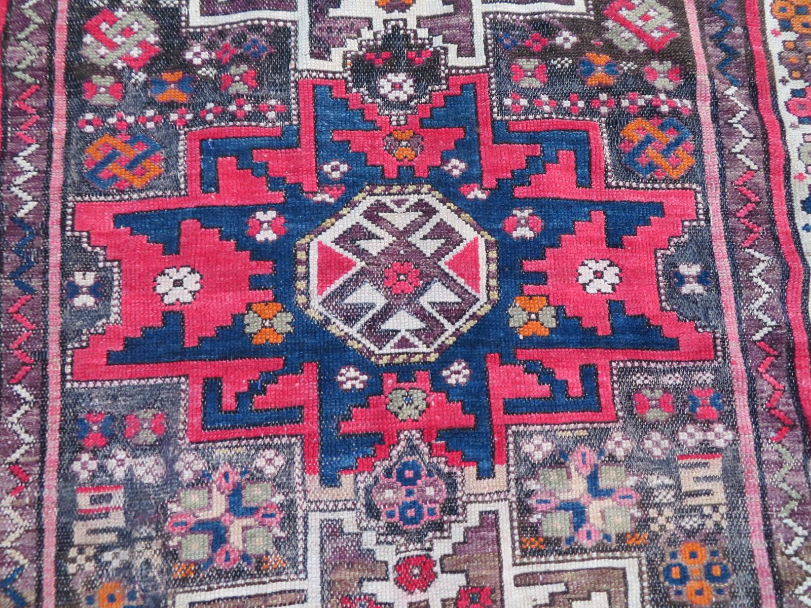 Distressed Caucasian Lesghi Rug. 140cm X 100cm. photo Textiles