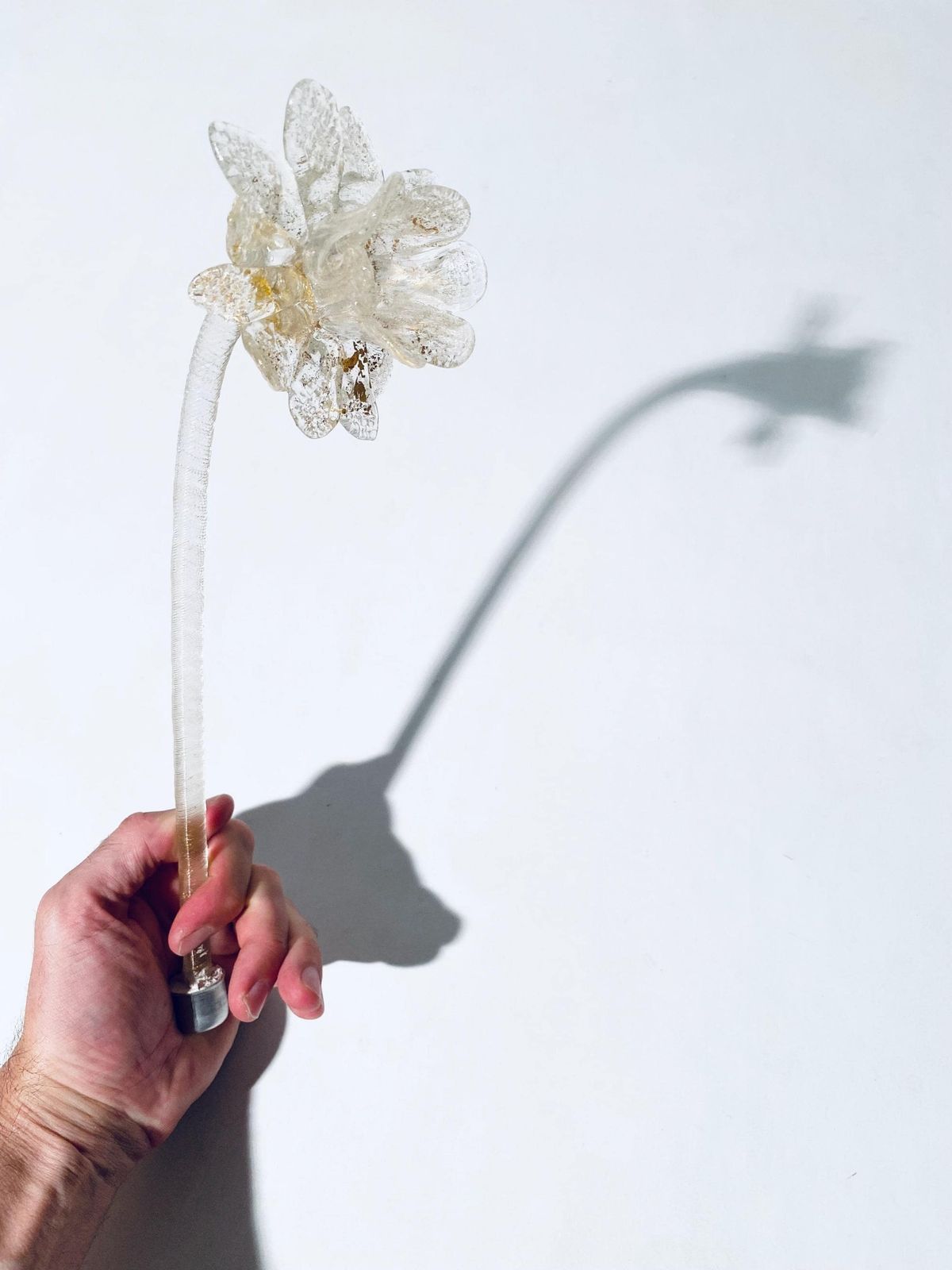 Rare Murano Daffodil Flower Glass Chandelier Leaf & Flower Replacement Parts / Gold Clear Vintage Italian Art Interior photo Lighting