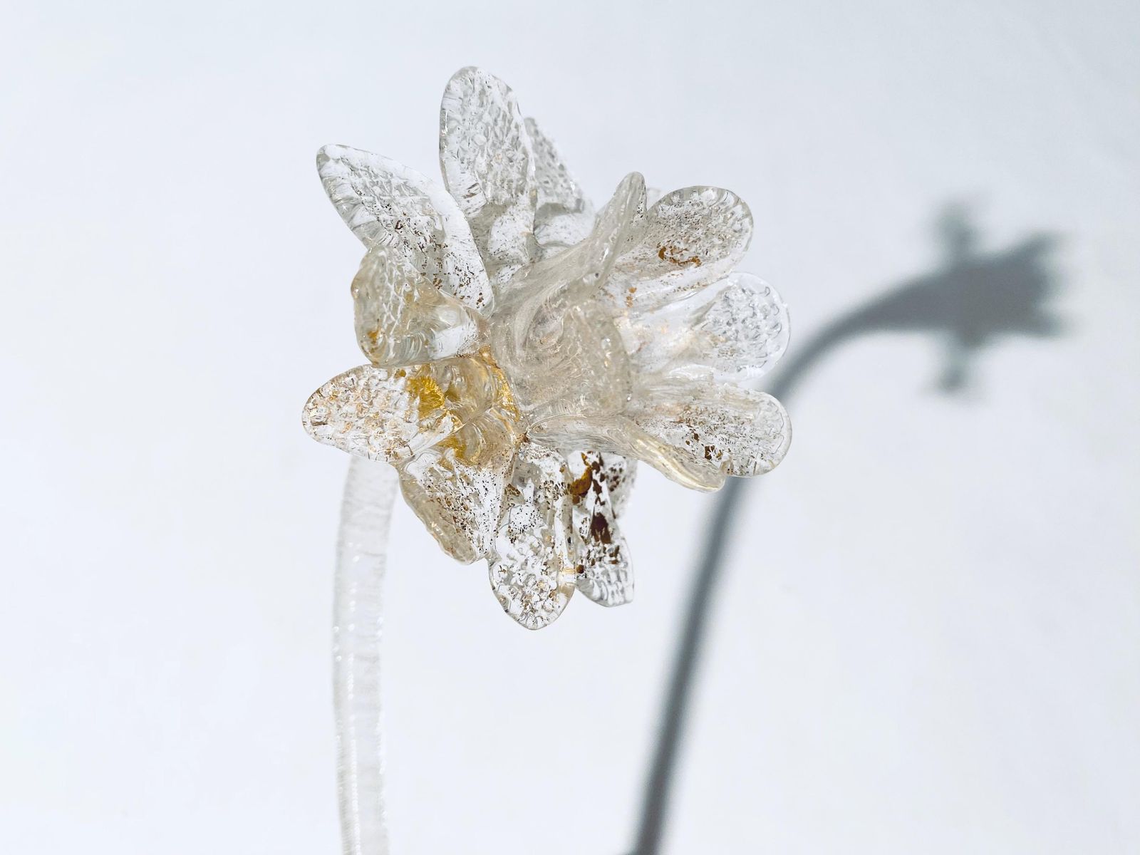 Rare Murano Daffodil Flower Glass Chandelier Leaf & Flower Replacement Parts / Gold Clear Vintage Italian Art Interior photo 90.0