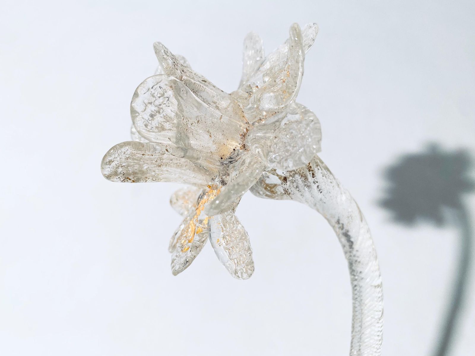 Rare Murano Daffodil Flower Glass Chandelier Leaf & Flower Replacement Parts / Gold Clear Vintage Italian Art Interior photo buy