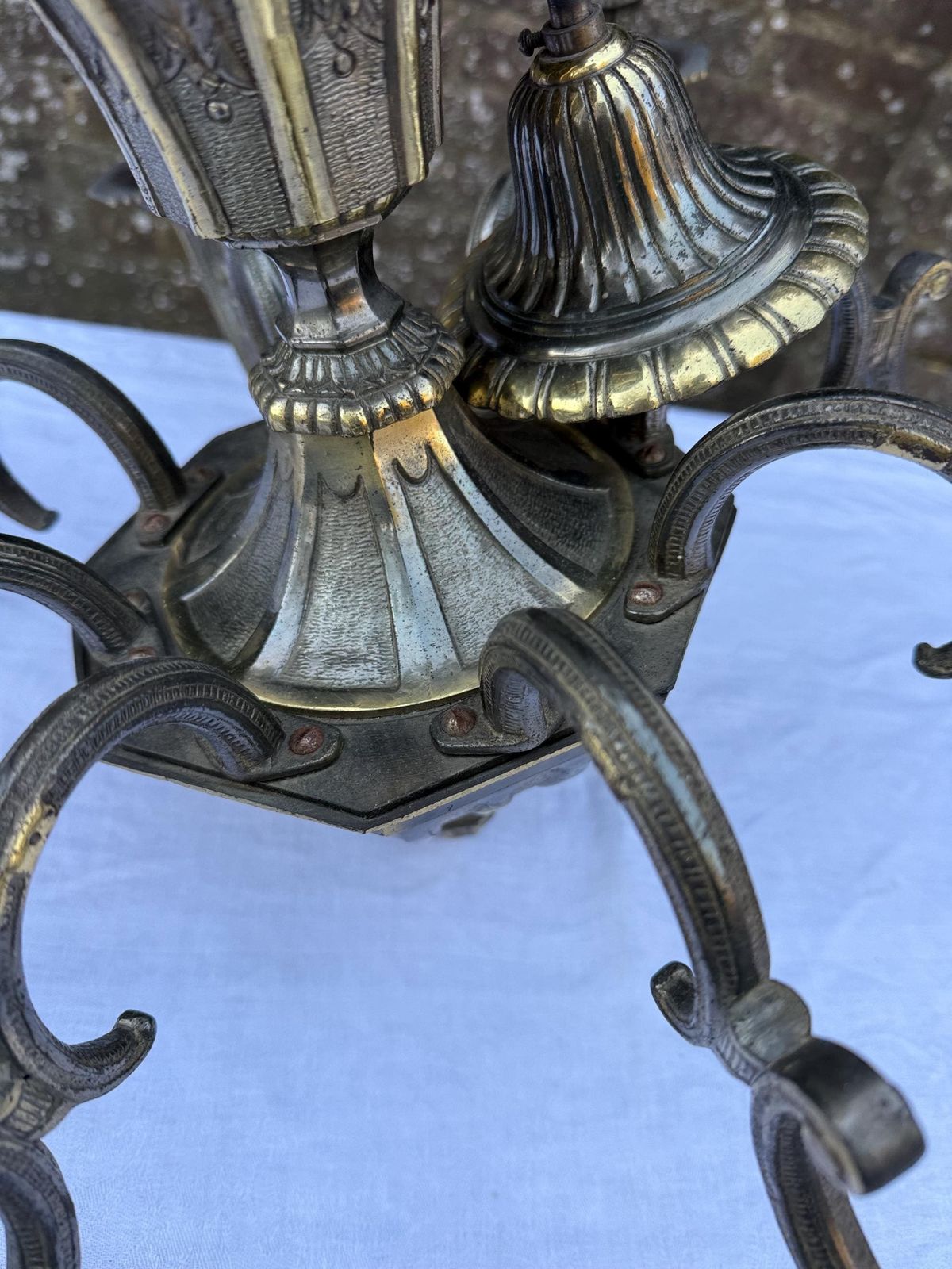 photo furniture Vintage 1950s French Rococo Revival Brass & Bronze Eight Arm Chandelier – Ornate Antique Lighting