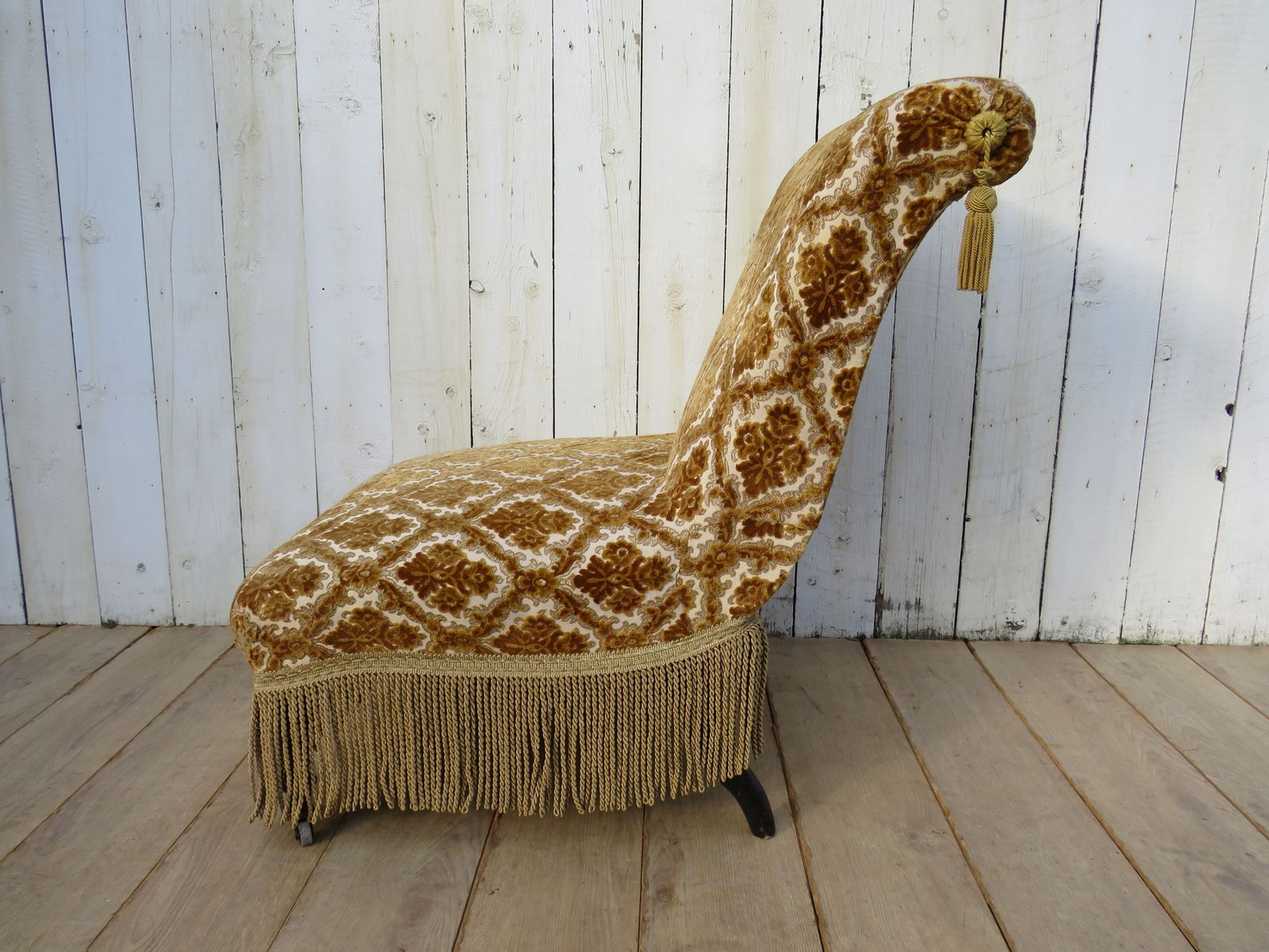 Antique French Scroll Top Napoleon III Slipper Chair photo vinterior