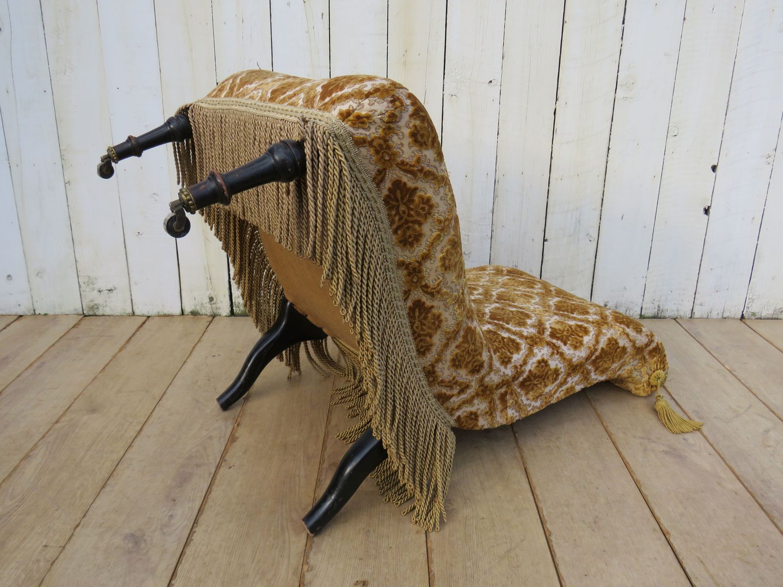 Antique French Scroll Top Napoleon III Slipper Chair photo vintage