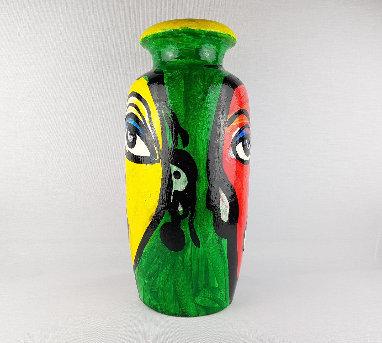Vintage Peter Robert Keil Hand Painted Scheurich Vase Surrealistic Abstract Art Berlin 1983 photo vintage