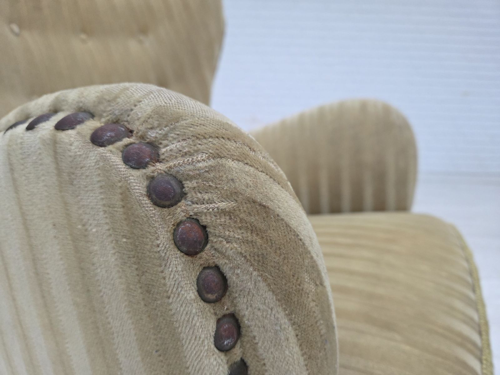 1960s, Danish Armchair, Light Green Furniture Velour, Beech Wood. photo buy