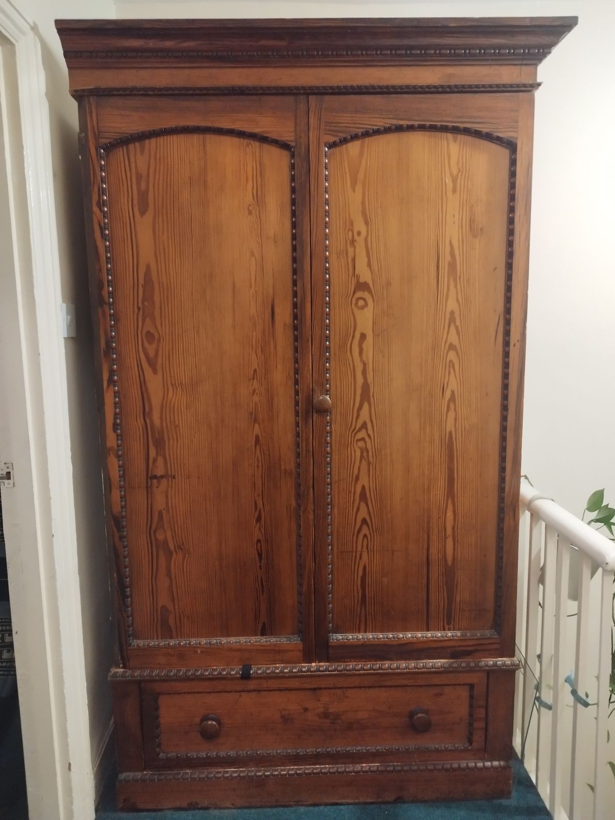 Solid Wood Antique Style Wardrobe – Beautiful Carved Detailing – Excellent Condition photo furniture