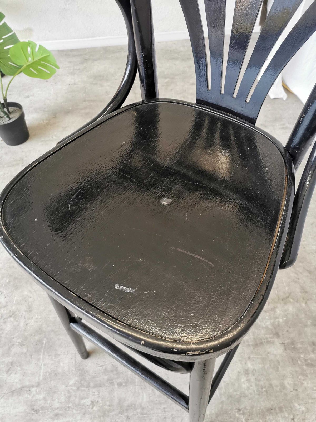photo furniture Black Vintage Bentwood Bar Chair In Thonet Style, Mid Century 1970s