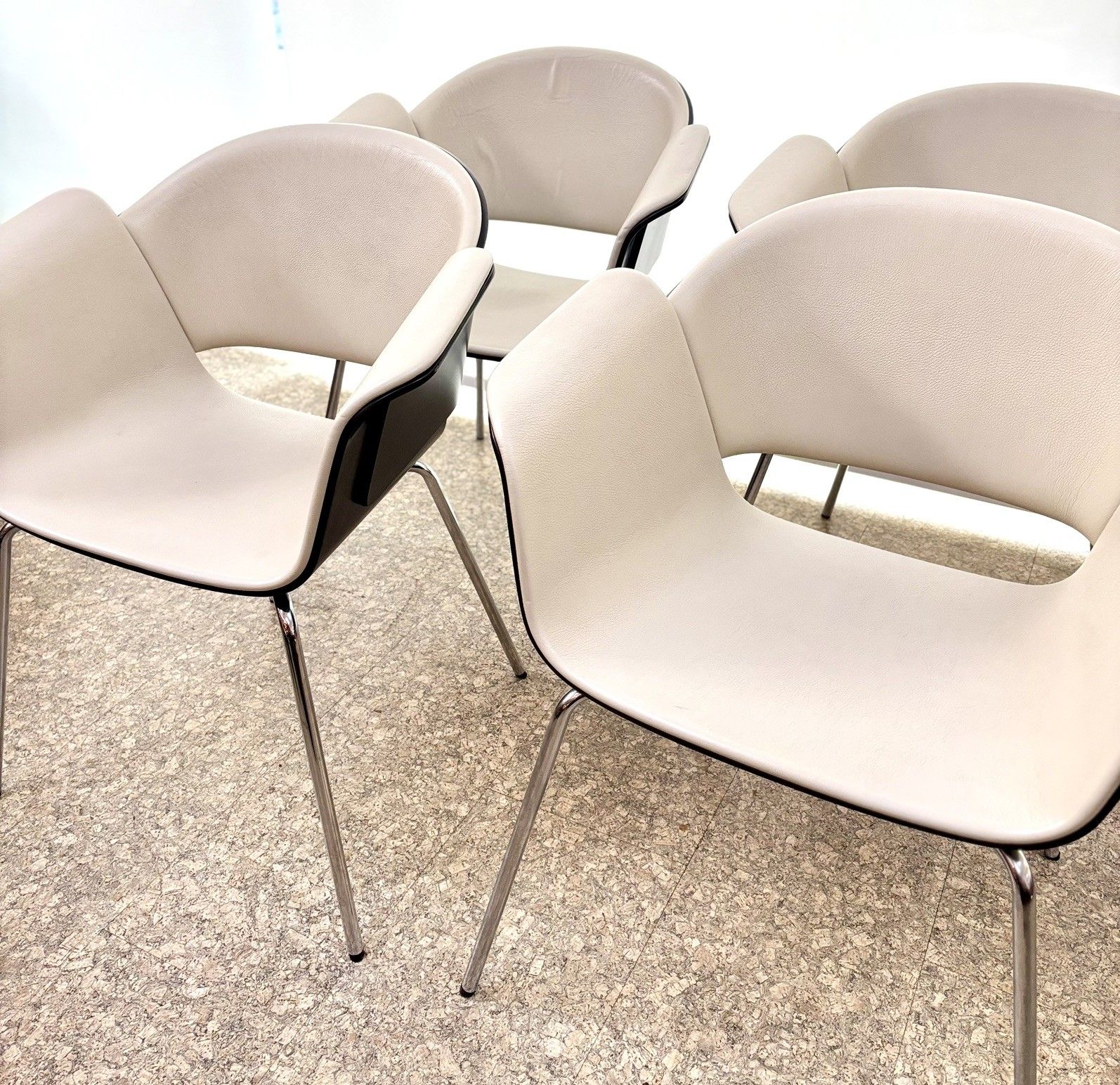 Mid Century Modern Bene Plywood And Leather Dining Chairs Vintage Retro X 4 photo for sale
