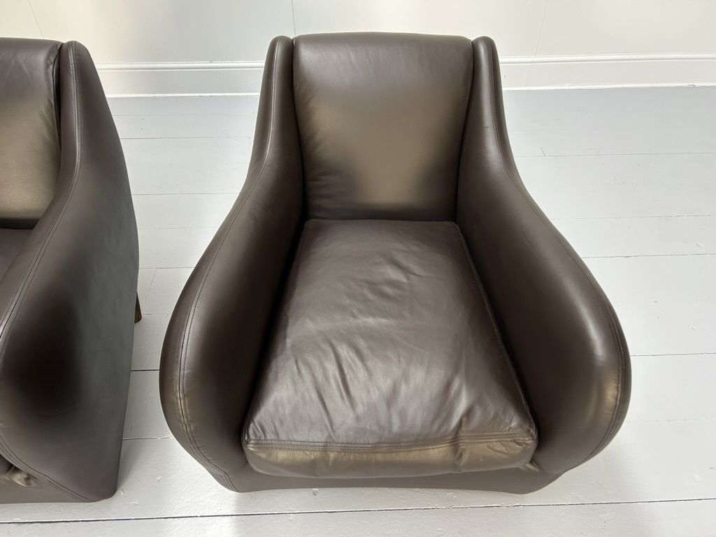 photo furniture Pair Of Scp Matthew Hilton “Balzac” Armchairs & Ottoman – In Nubuck Leather