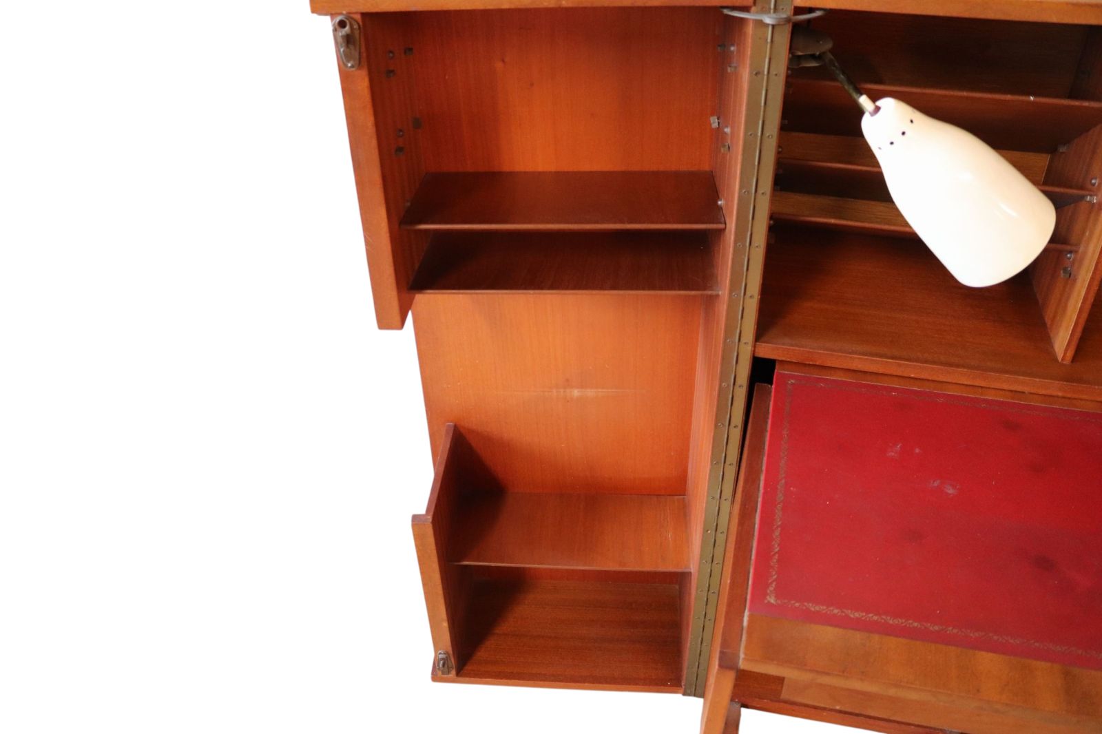 photo for sale Mid Century Teak Newcraft Home Office Magic Box Style Foldaway Desk Cabinet