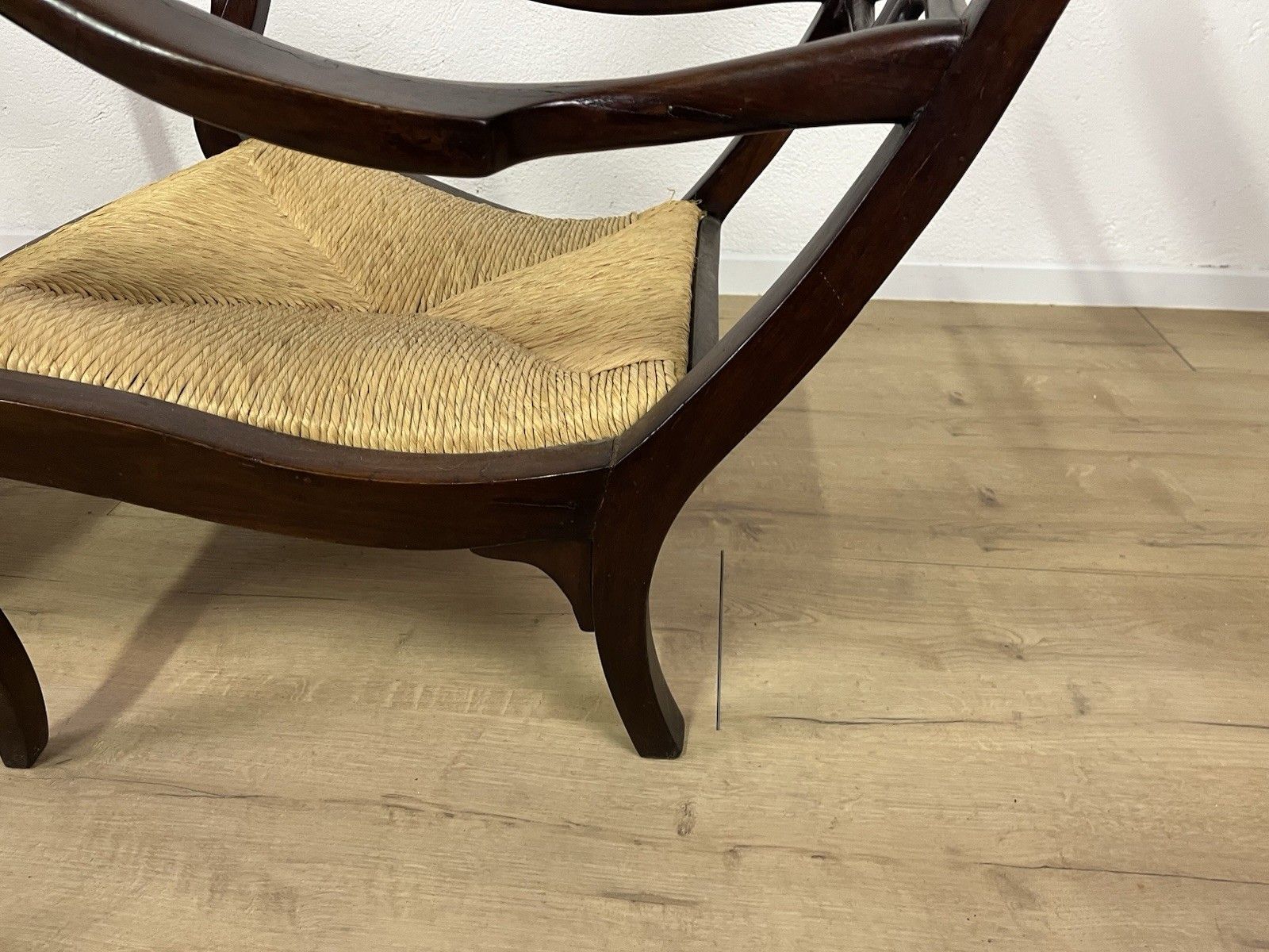 Pair Of 40’s Vintage Design Swan Straw Wood Armchairs photo vintage