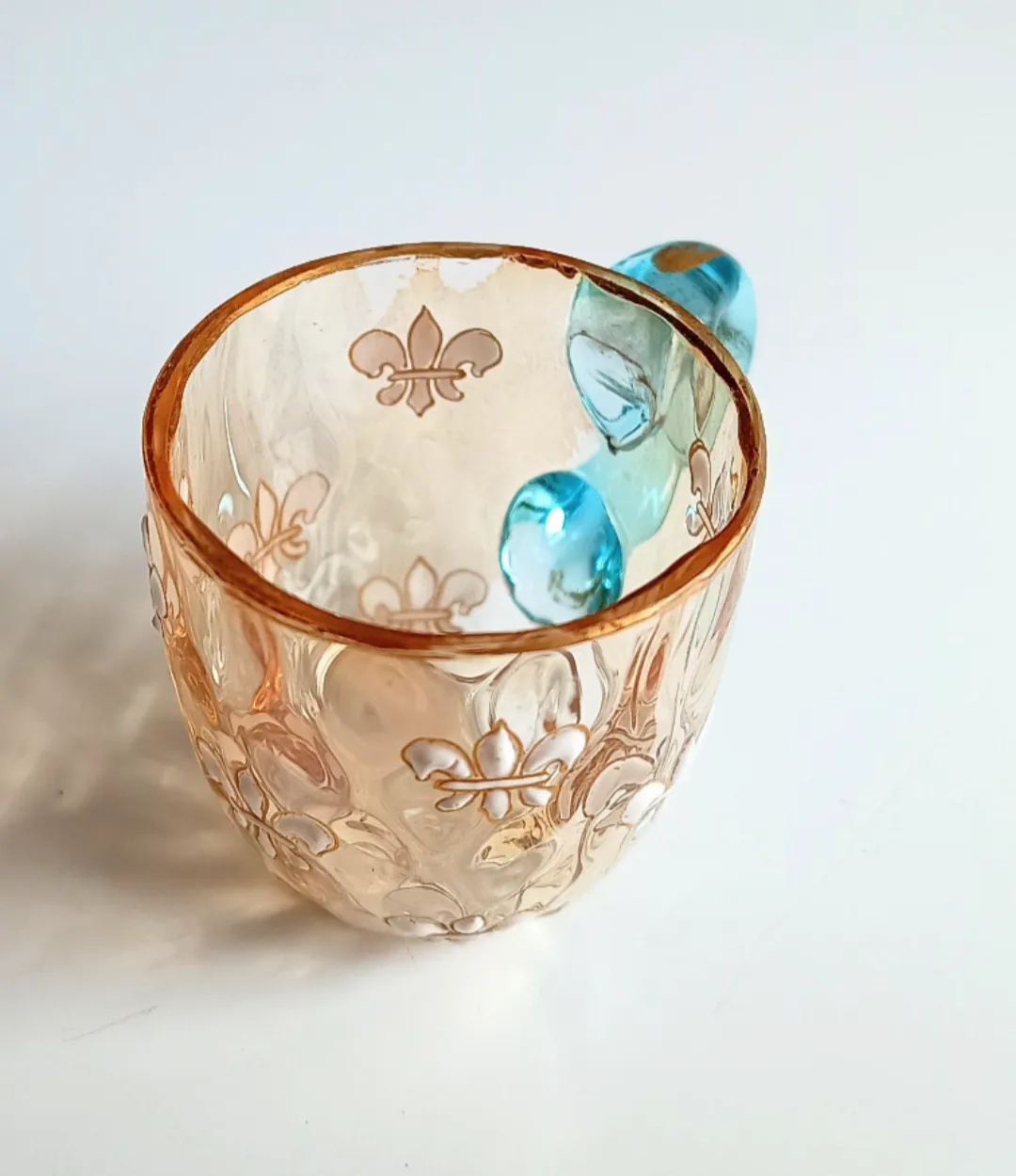 Miniature Liqueur Glass: Pantin France, Fleur De Lis Paste Enamel, Art Nouveau photo Home Decor