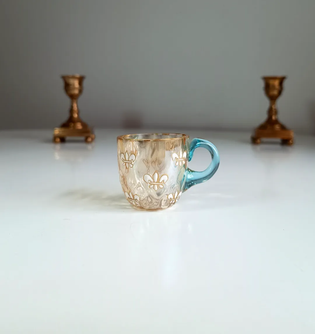 Miniature Liqueur Glass: Pantin France, Fleur De Lis Paste Enamel, Art Nouveau photo buy
