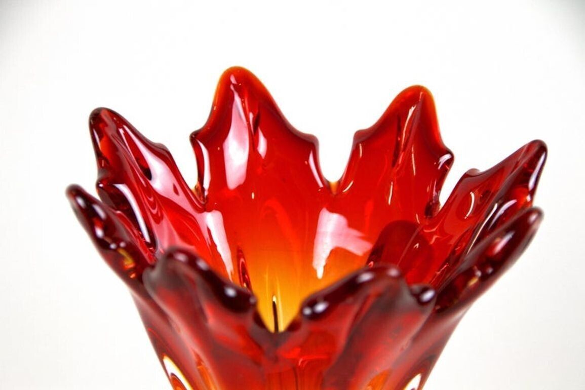 20th Century Red/ Amber Murano Sommerso Glass Vase   Mid Century, It Ca. 1960 photo furniture