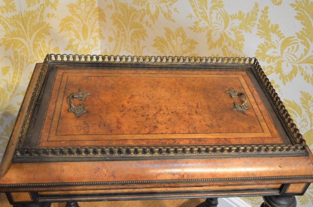 Beautiful Pair Of 19th Century Walnut And Ebonised Jardinieres. photo vintage