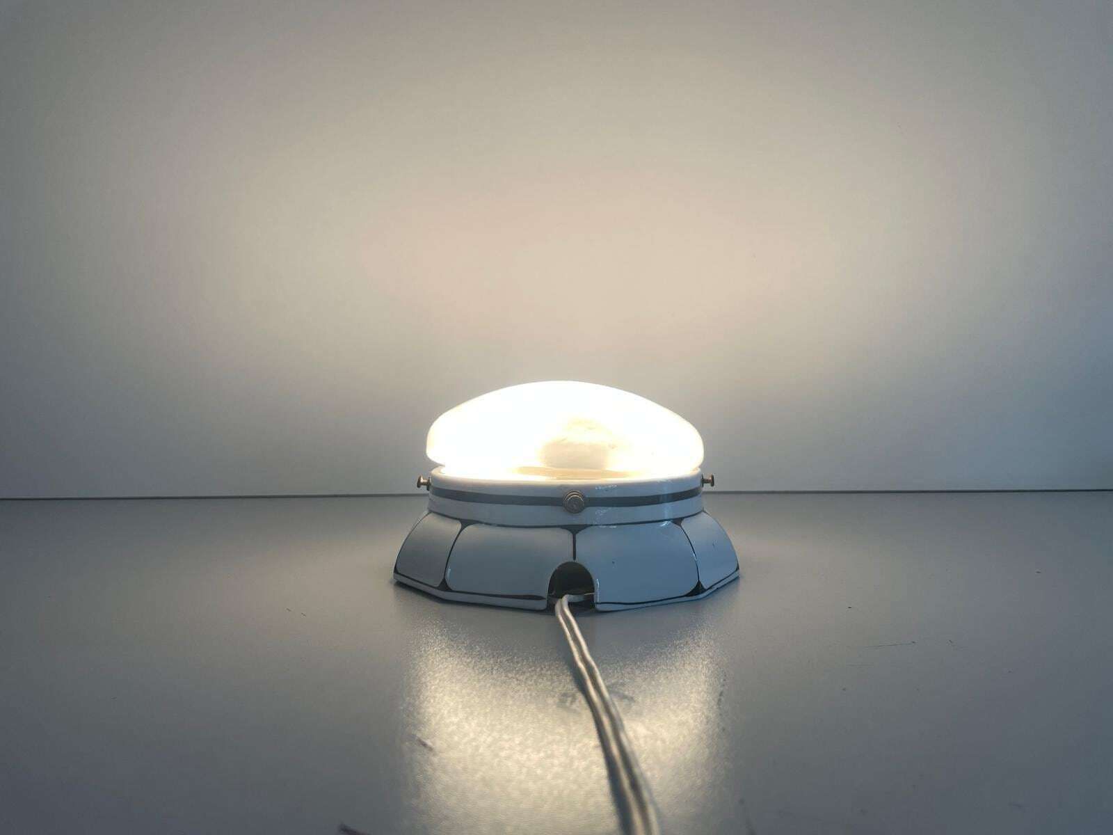 Oval Frosted Glass And Black White Porcelain Single Wall Or Ceiling Light By Ges. Gesch, 1930s, Germany photo furniture