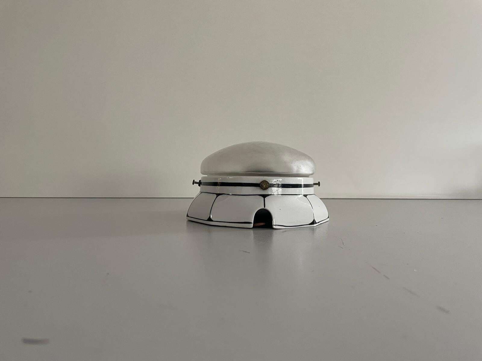 Oval Frosted Glass And Black White Porcelain Single Wall Or Ceiling Light By Ges. Gesch, 1930s, Germany photo buy