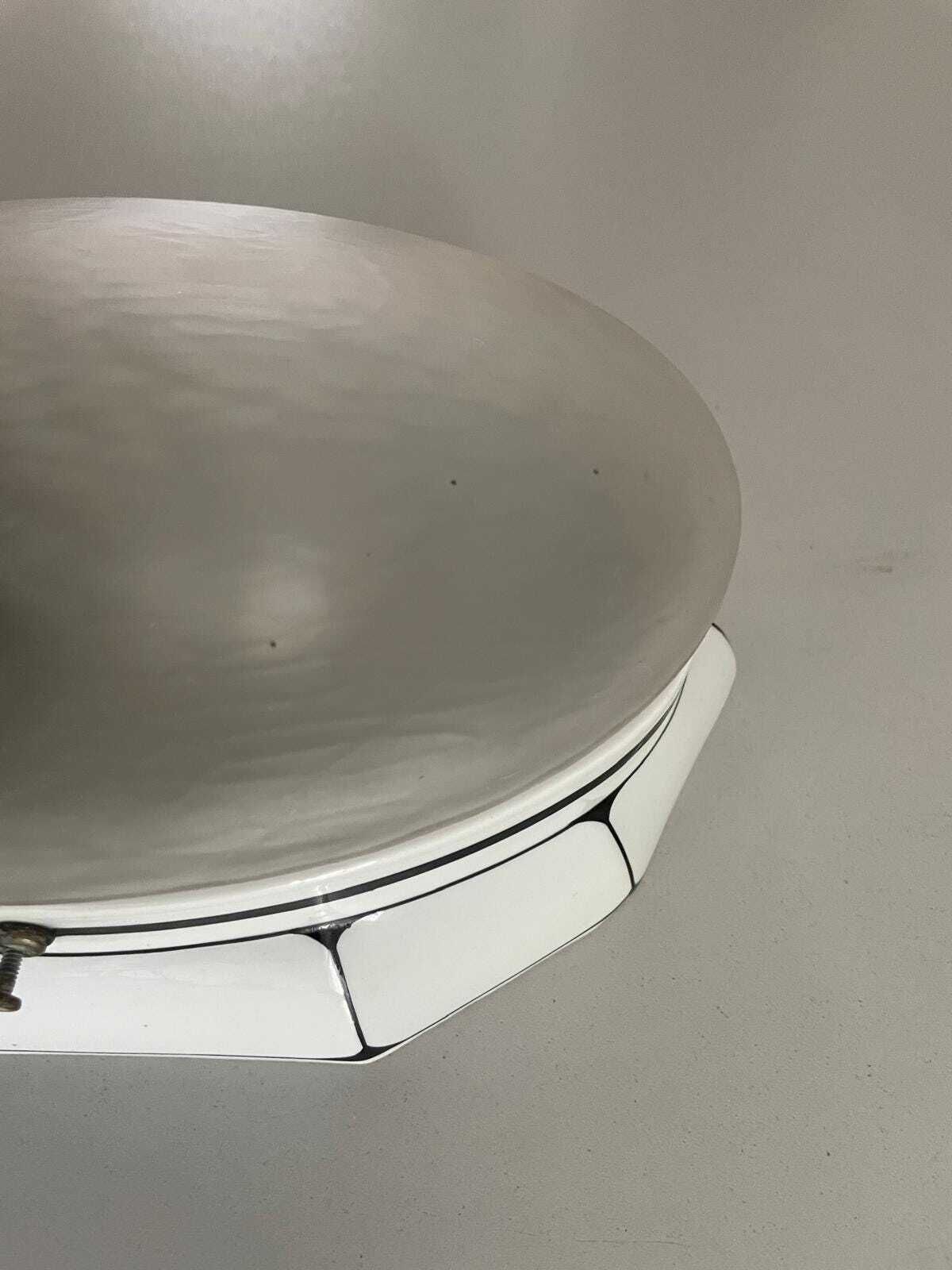 photo buy Oval Frosted Glass And Black White Porcelain Single Wall Or Ceiling Light By Ges. Gesch, 1930s, Germany