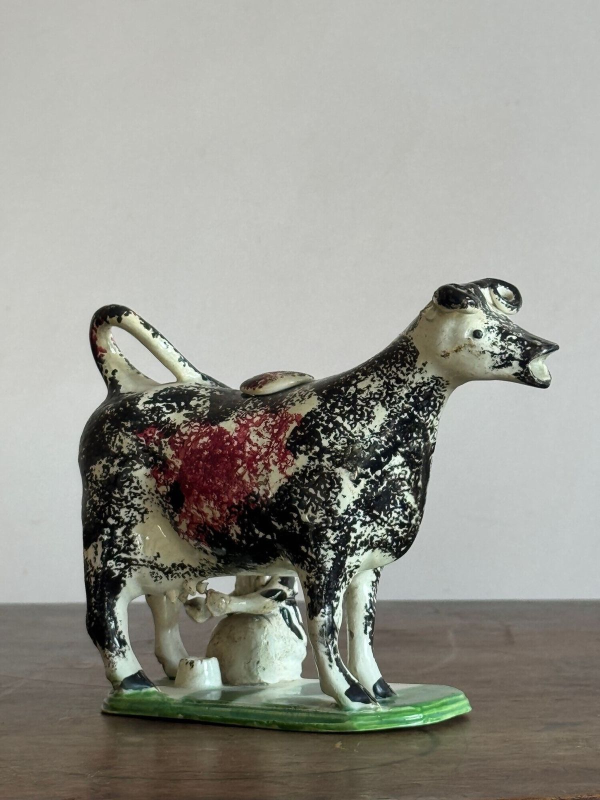 Antique Prattware Cow Creamer, 1800s photo Home Decor