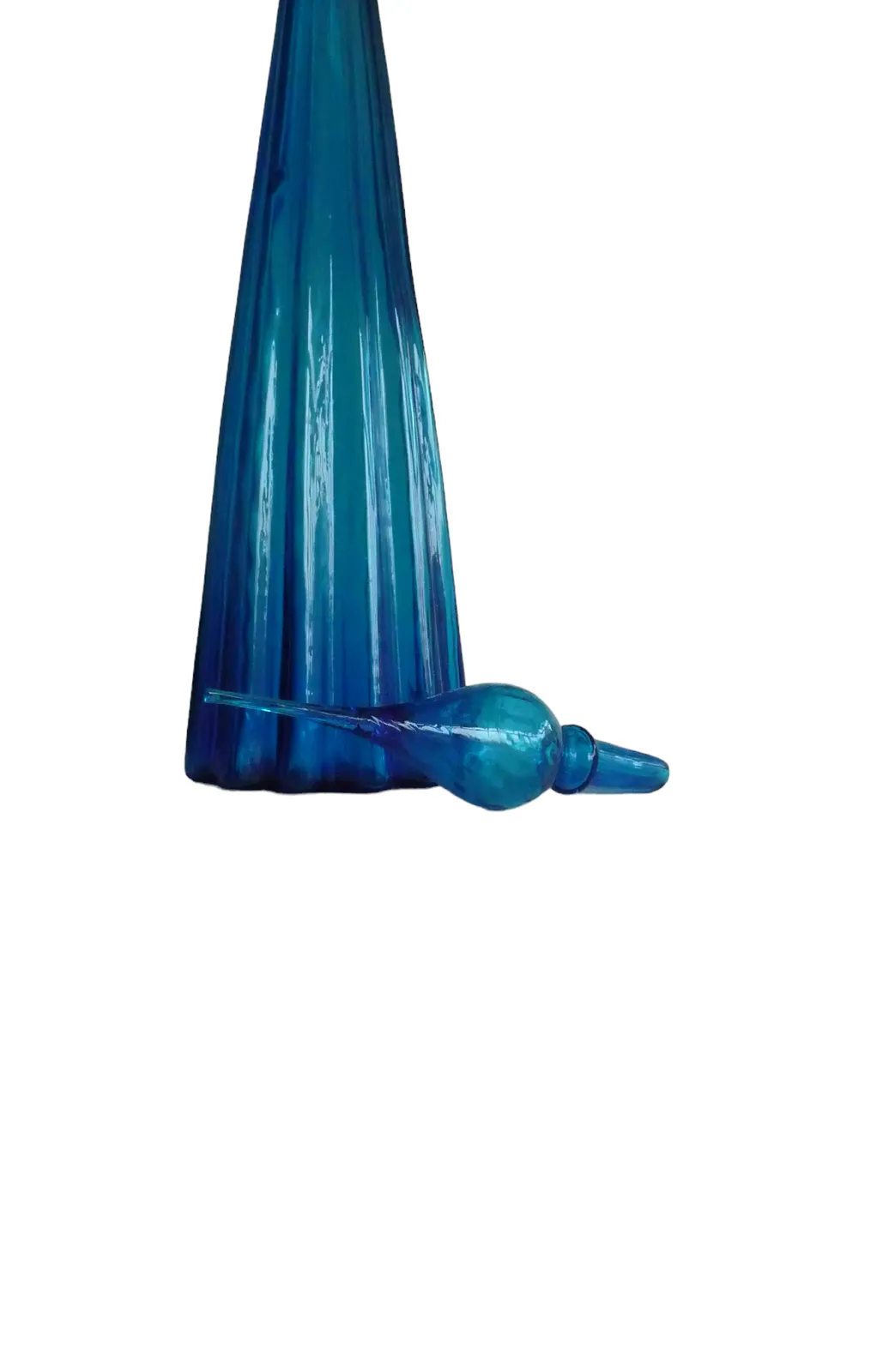 Large Vintage Hand Blown Glass Decanters Blue Glass Decanter photo 325.0
