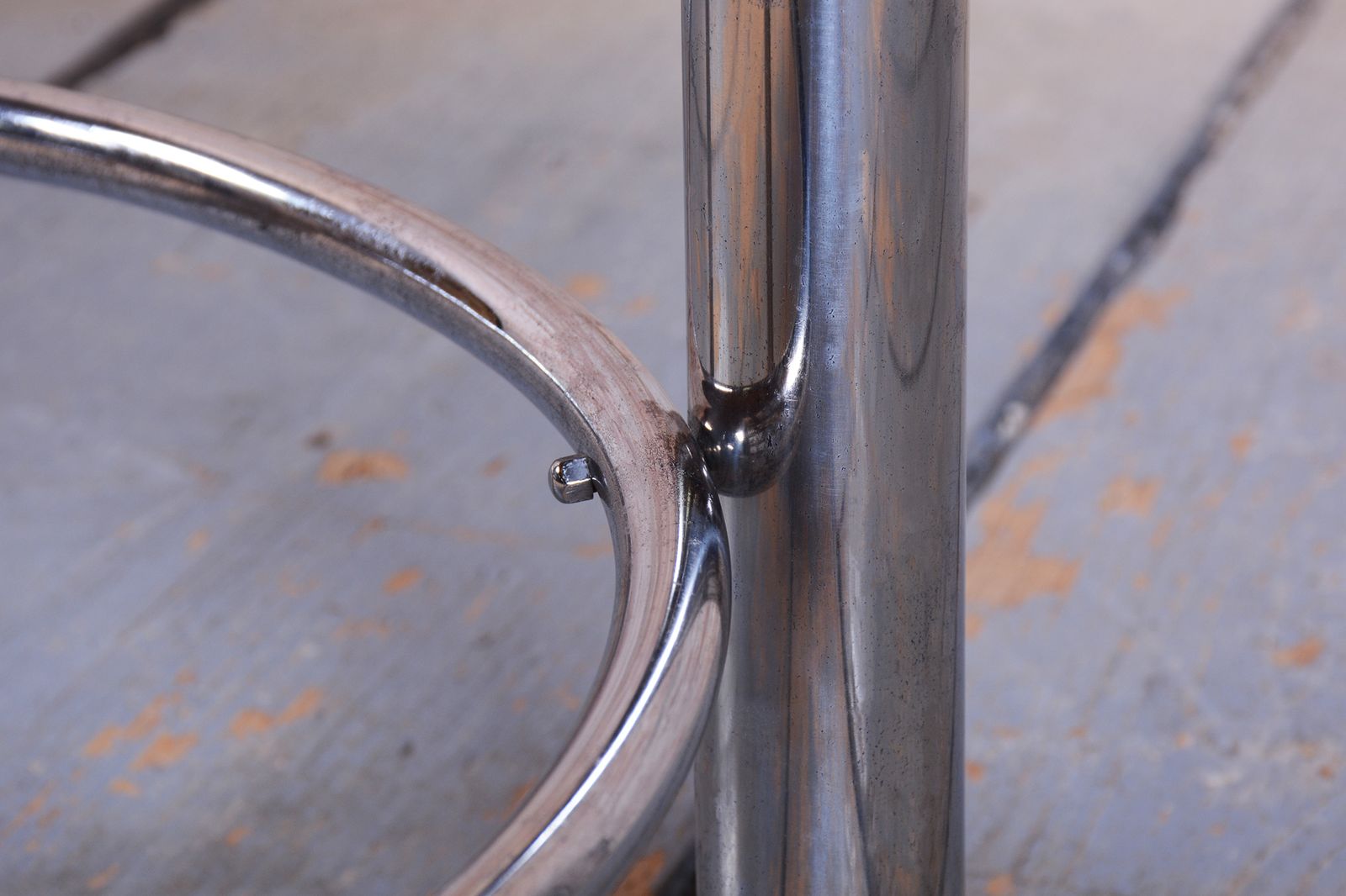 Restored Bauhaus Round Coffee Table, Chrome Plated Steel, Czech, 1930s photo Furniture
