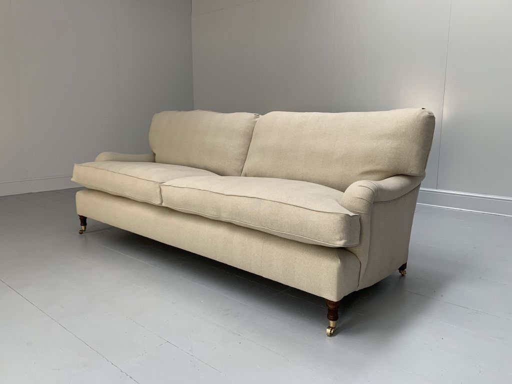 Pair Of New Lord Browns “Standard Arm” Large 3 Seat Sofas – In Ian Mankin Herrin photo for sale
