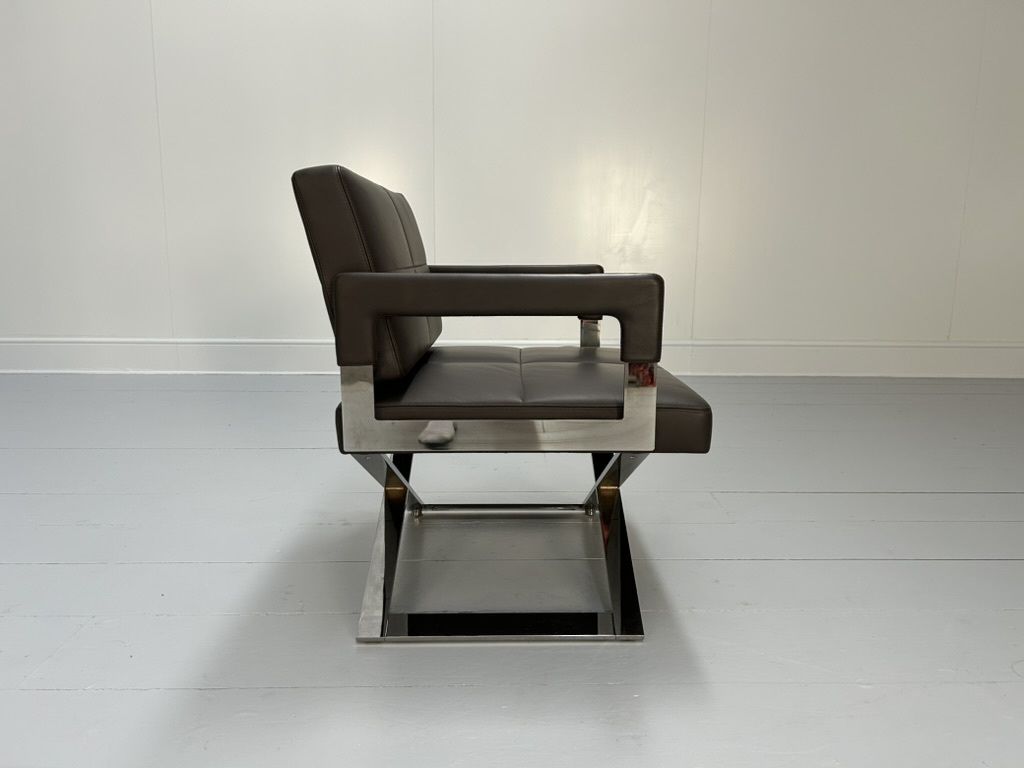 Pair Of Poltrona Frau “Aster X” Lounge Armchairs – In Dark Brown “Pelle Frau” Leather photo vinterior