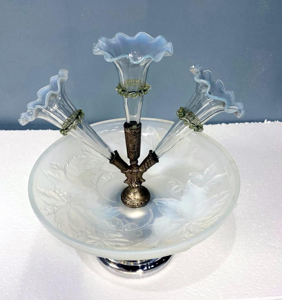 Art Deco Centrepiece Vase Julien Glass France Epergne 1930 photo vinterior